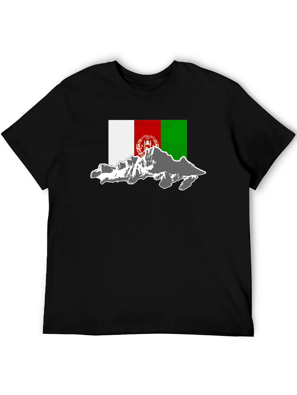 Afghanistan Flag Mountain Graphic Tee - Black