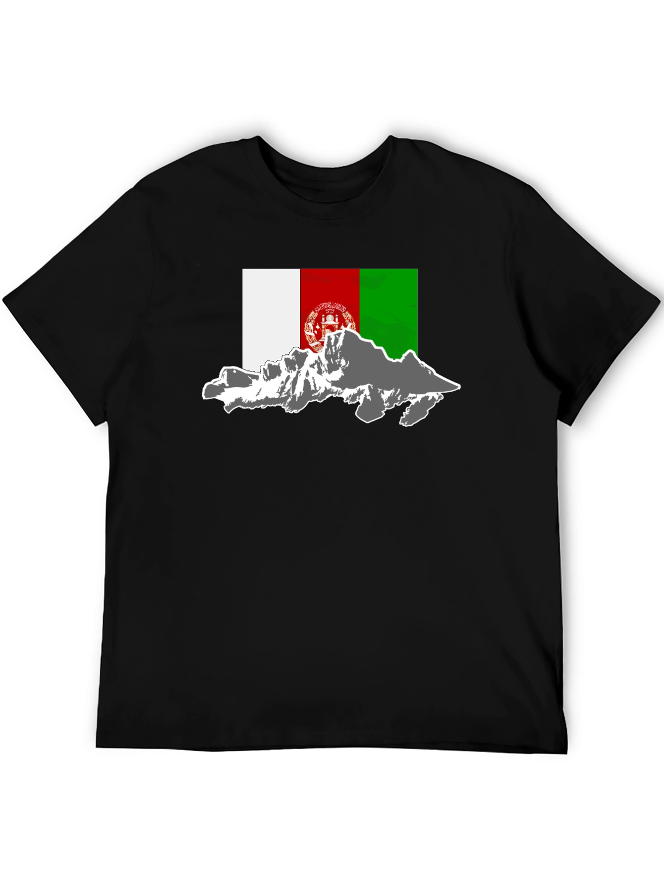 Afghanistan Flag Mountain Graphic Tee - Black