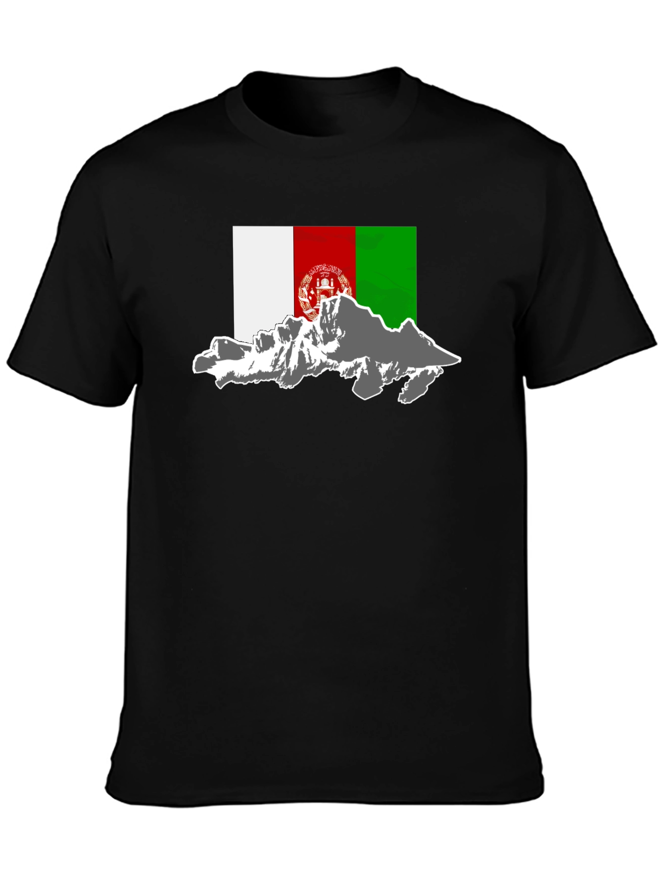 Afghanistan Flag Mountain Graphic Tee - Black