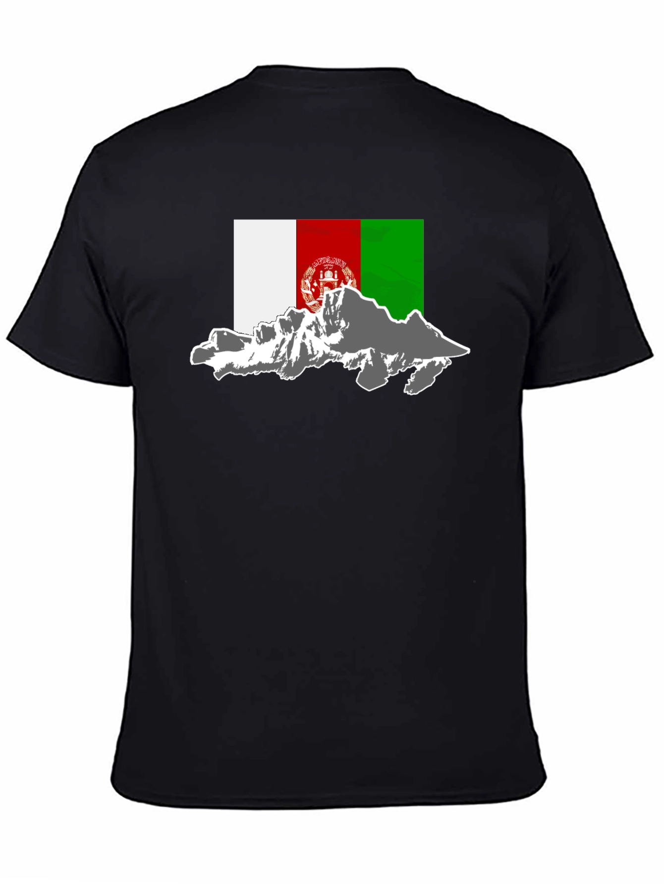 Afghanistan Flag Mountain Graphic Tee - Black