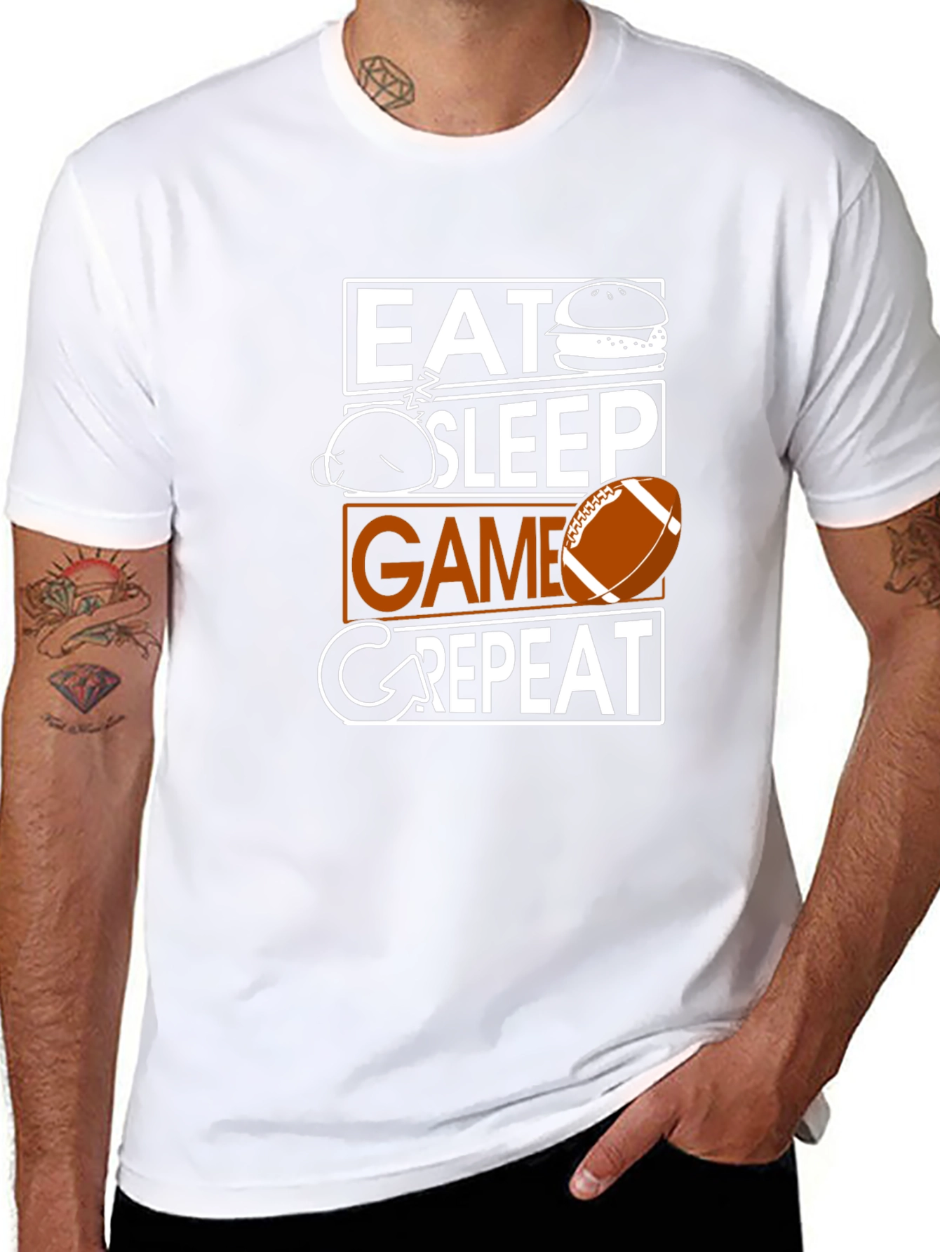 Eat Sleep Game Repeat T-Shirt - Football Fan Apparel