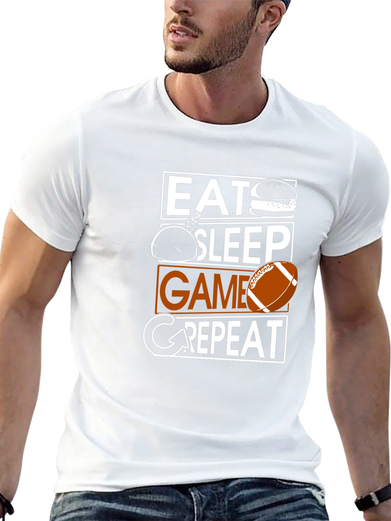 Eat Sleep Game Repeat T-Shirt - Football Fan Apparel