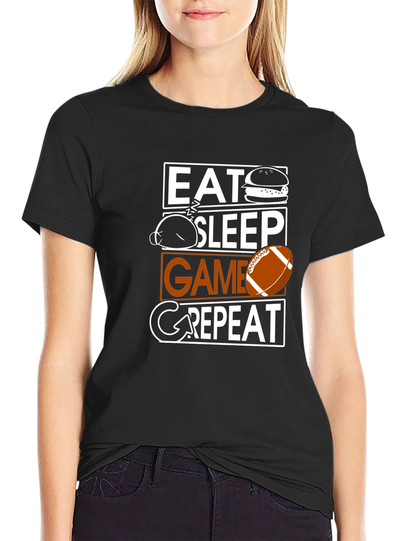 Eat Sleep Game Repeat T-Shirt - Football Fan Apparel