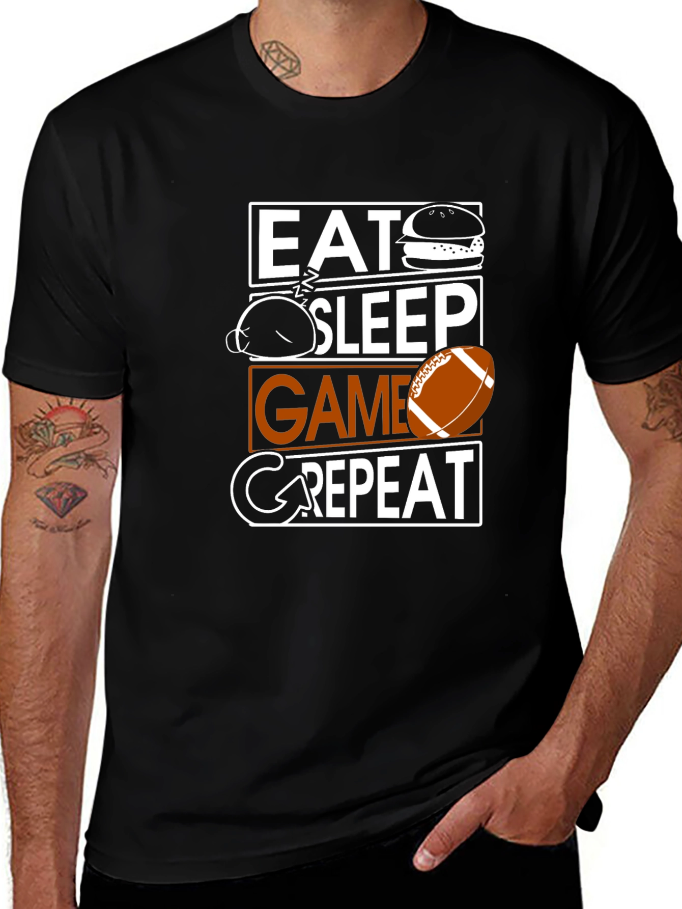 Eat Sleep Game Repeat T-Shirt - Football Fan Apparel