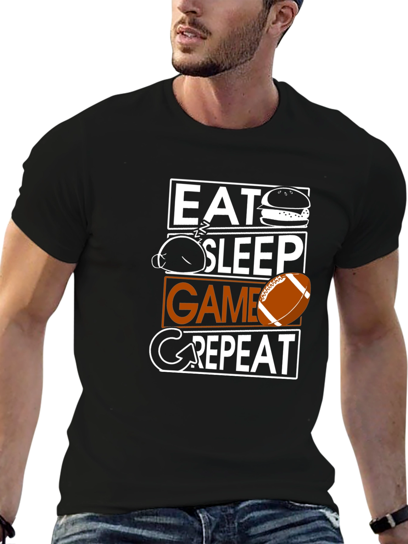 Eat Sleep Game Repeat T-Shirt - Football Fan Apparel