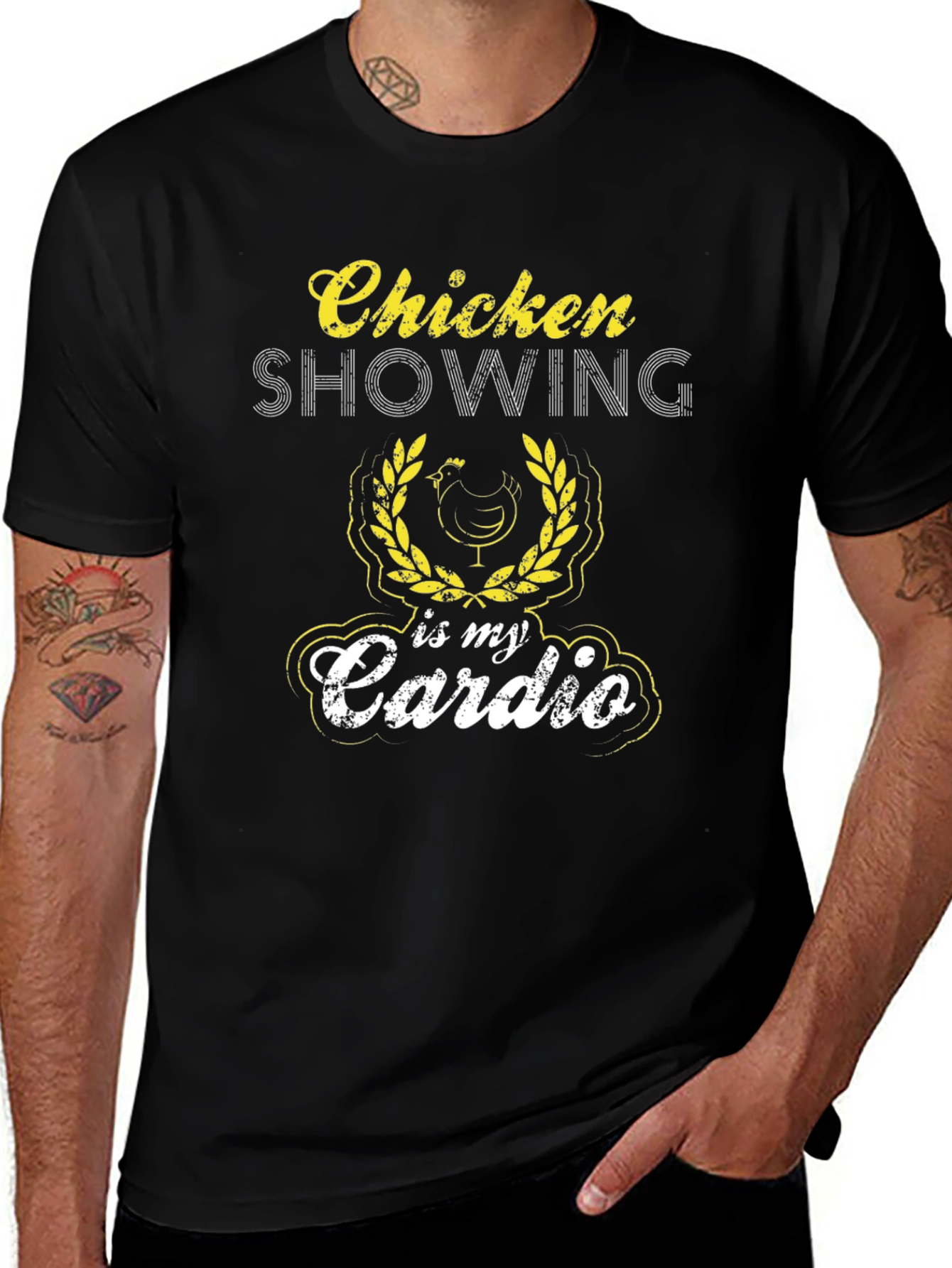 Chicken Showing is My Cardio Black T-Shirt