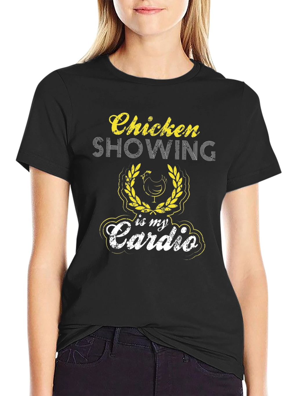 Chicken Showing is My Cardio Black T-Shirt