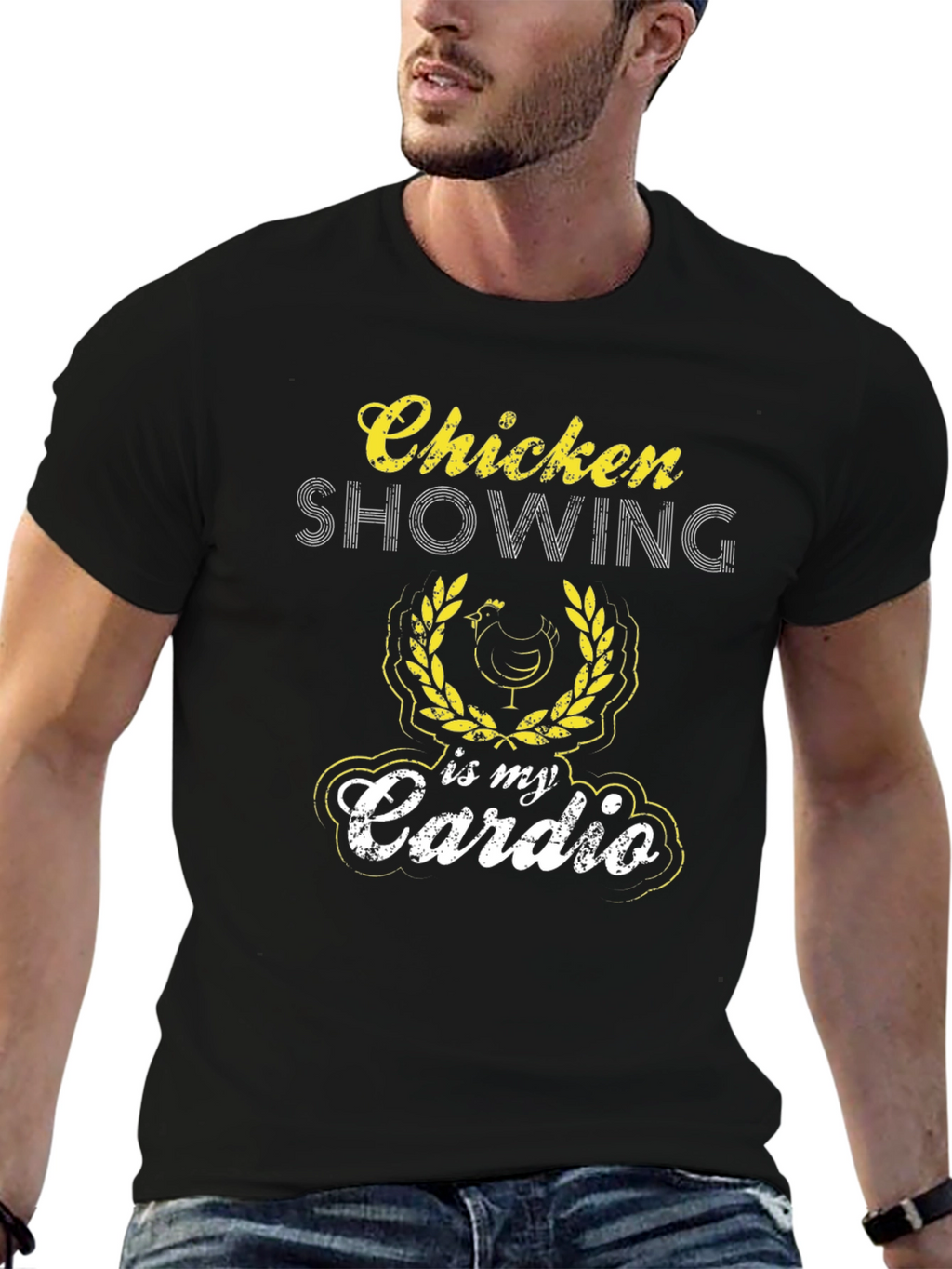 Chicken Showing is My Cardio Black T-Shirt