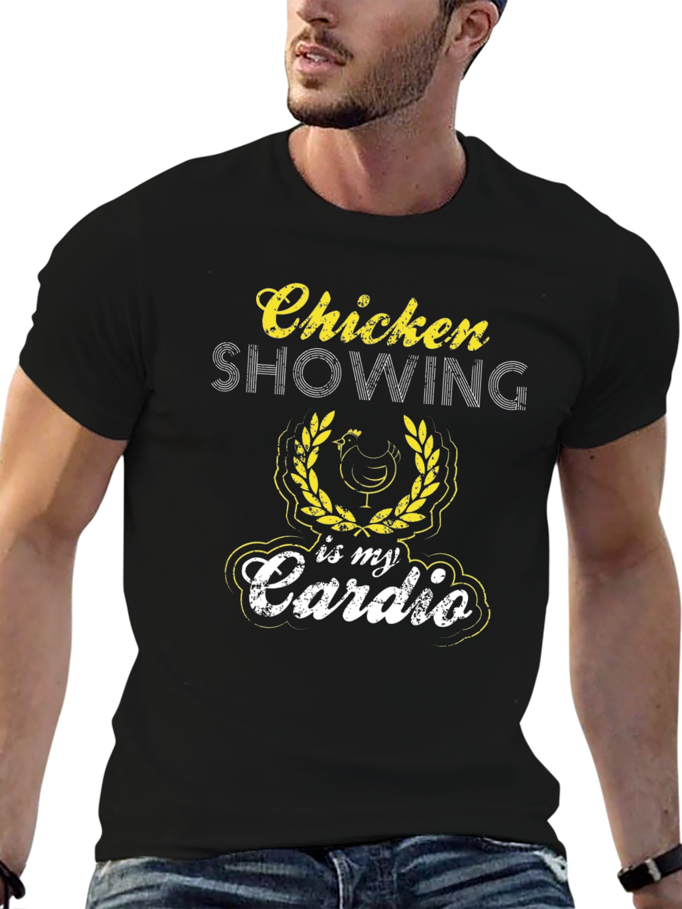 Chicken Showing is My Cardio Black T-Shirt