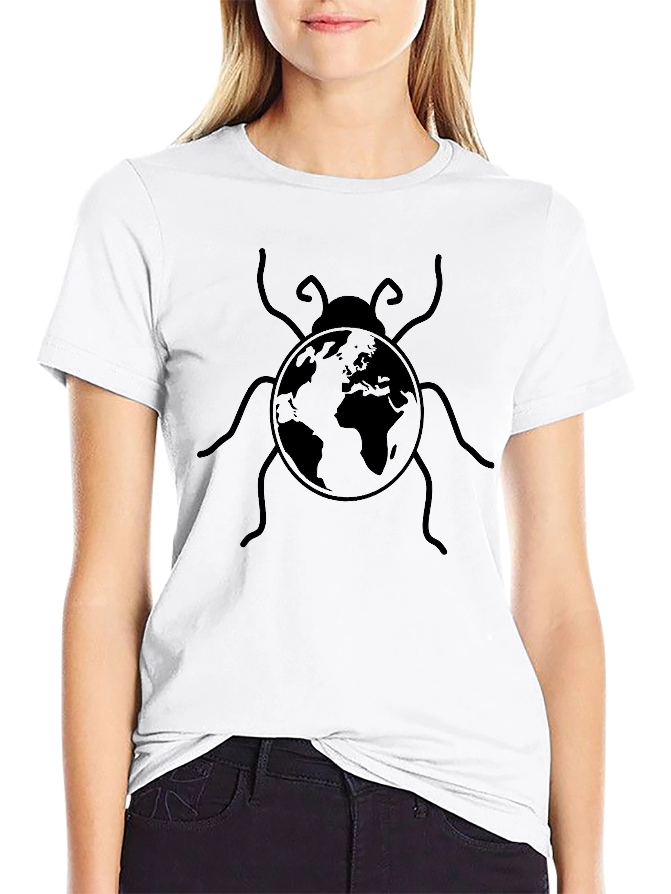 Earth Bug Graphic Tee - Black Cotton T-Shirt