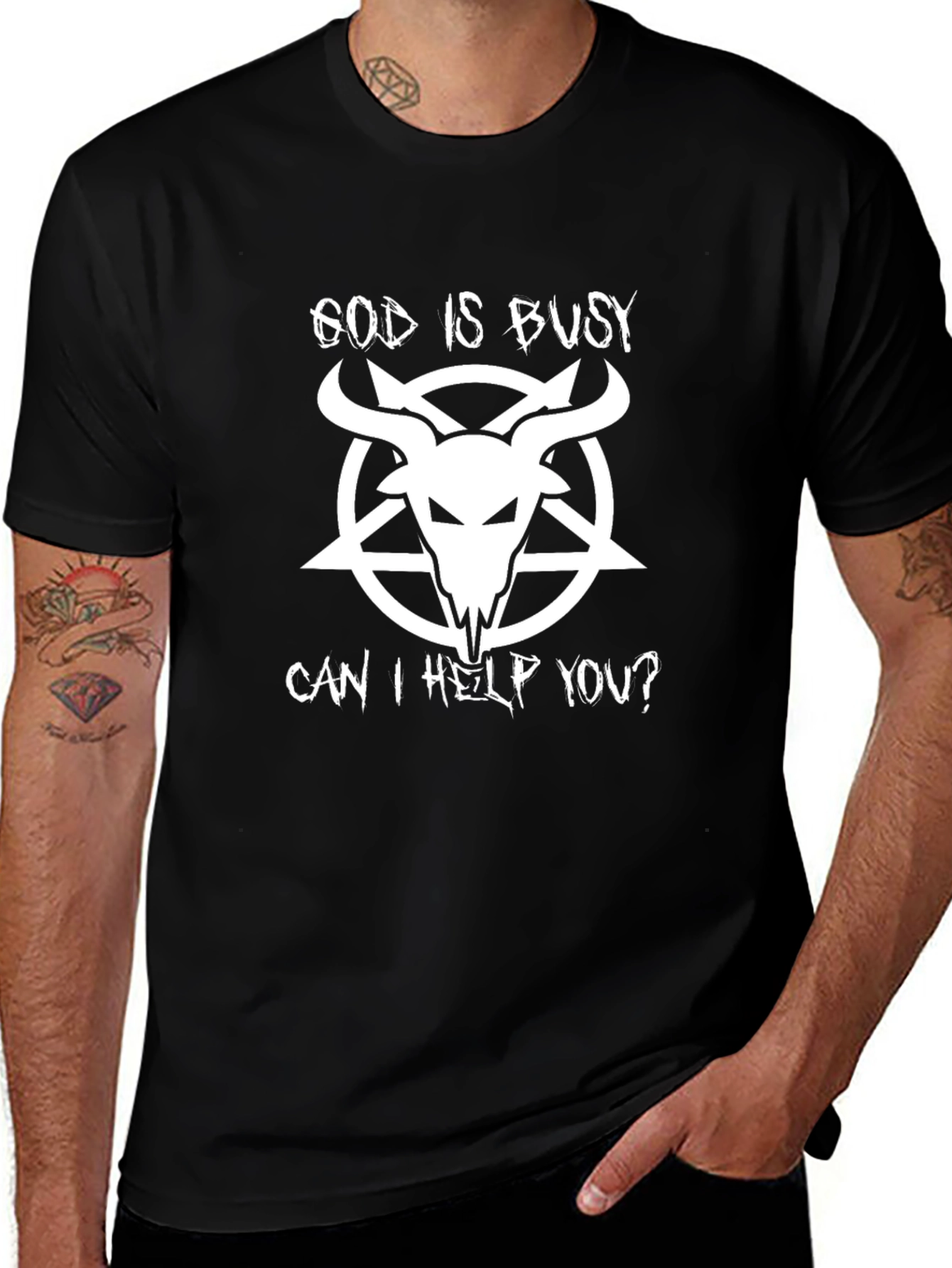 God Is Busy Graphic T-Shirt - Black