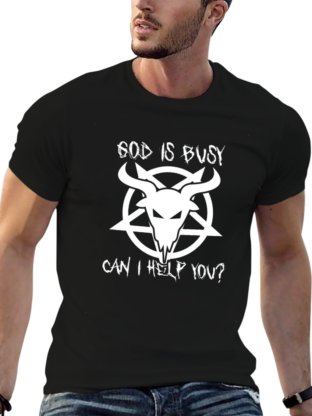 God Is Busy Graphic T-Shirt - Black