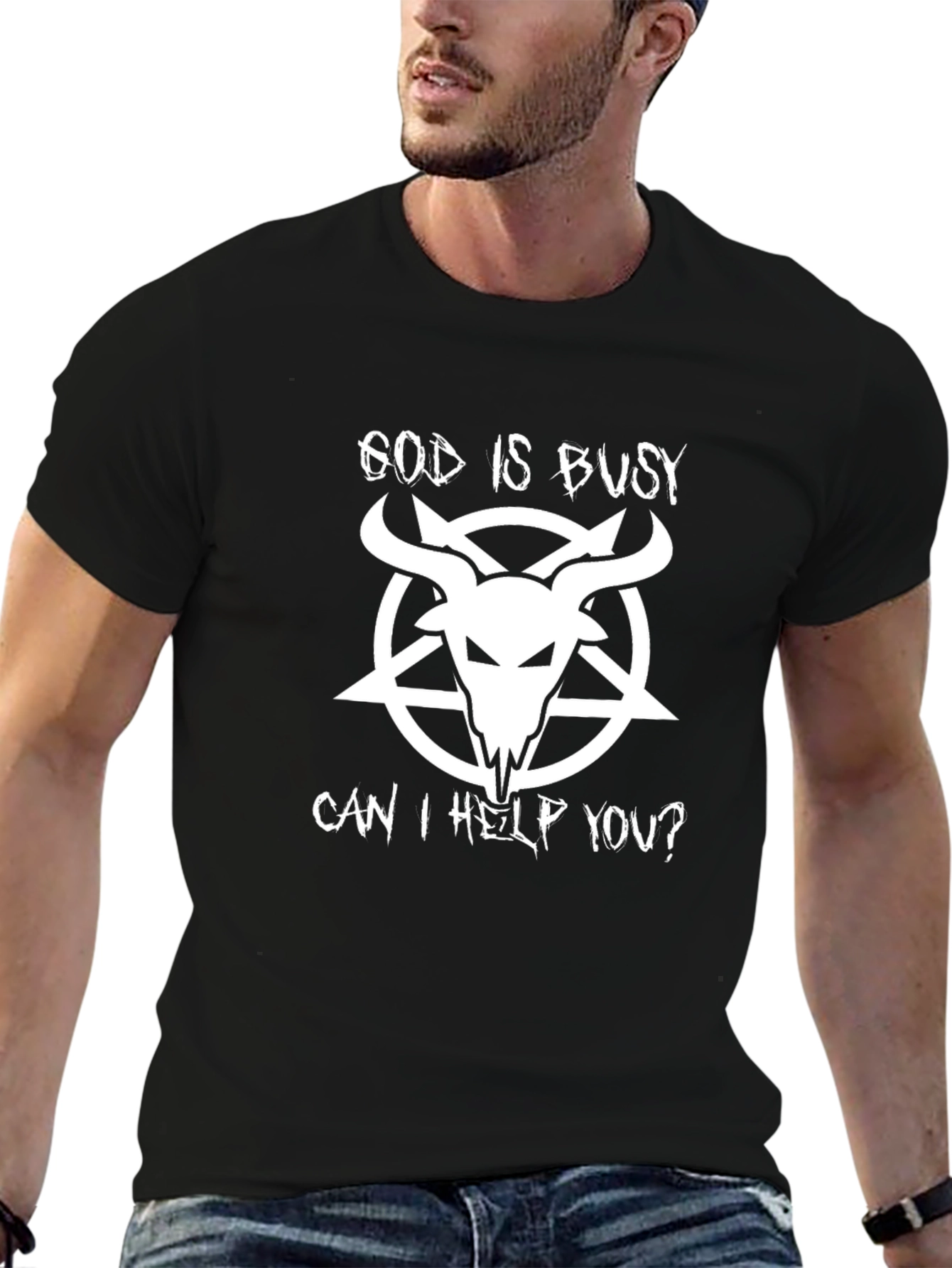 God Is Busy Graphic T-Shirt - Black