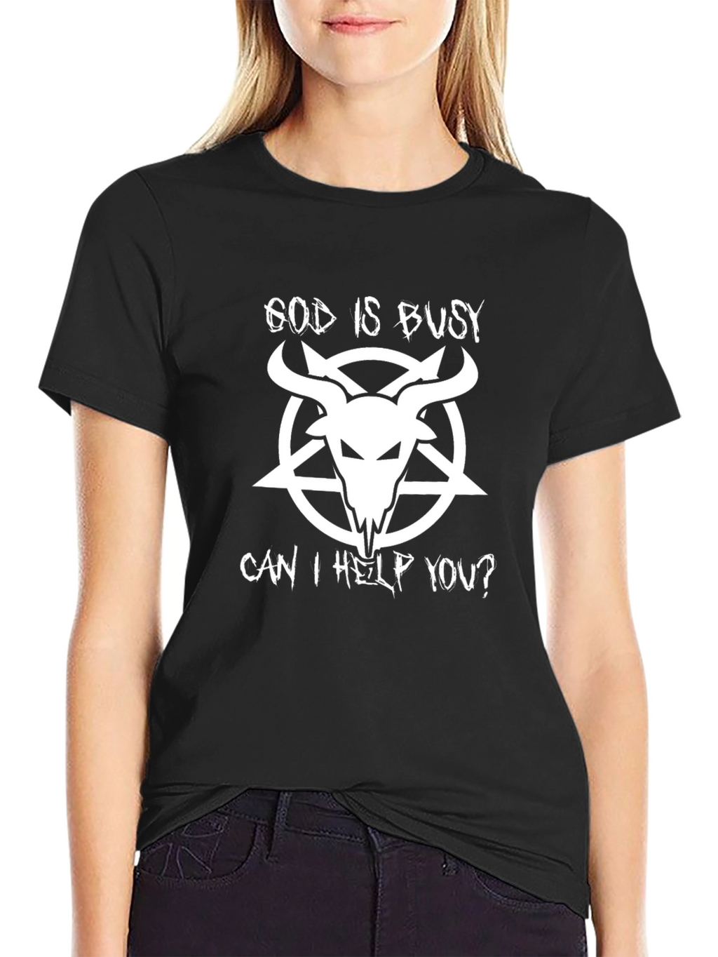 God Is Busy Graphic T-Shirt - Black