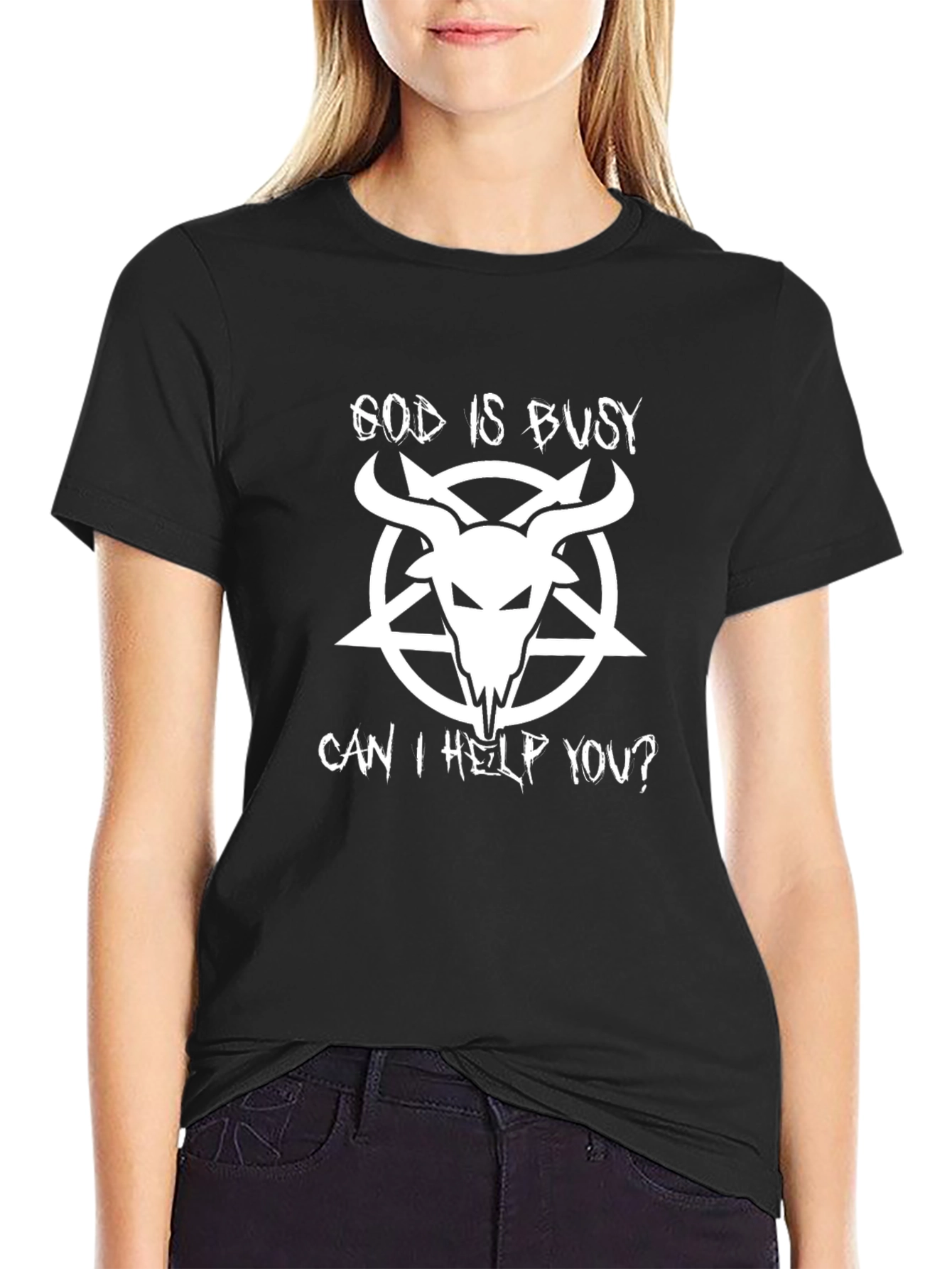 God Is Busy Graphic T-Shirt - Black