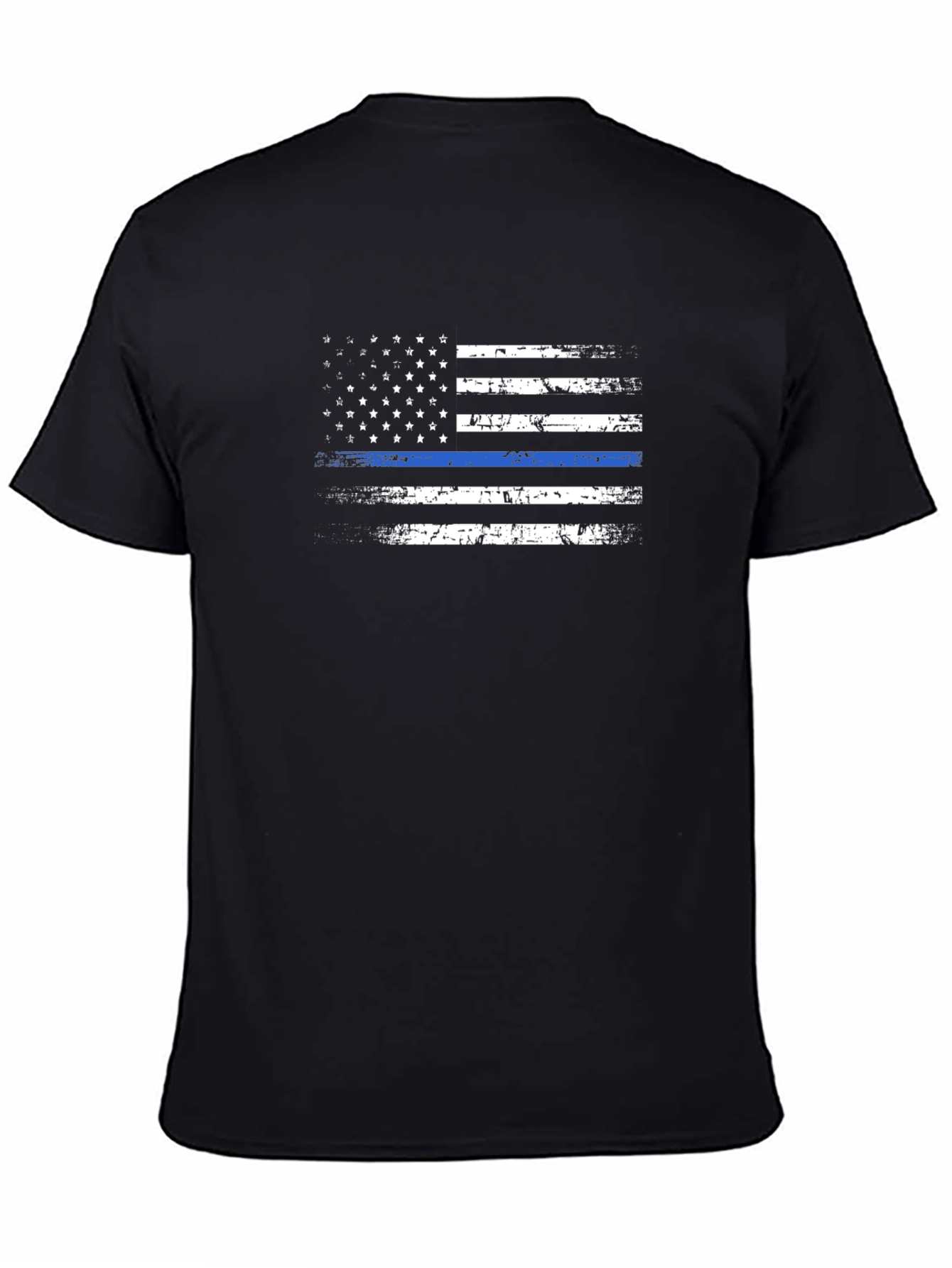 Distressed Thin Blue Line American Flag Graphic Tee