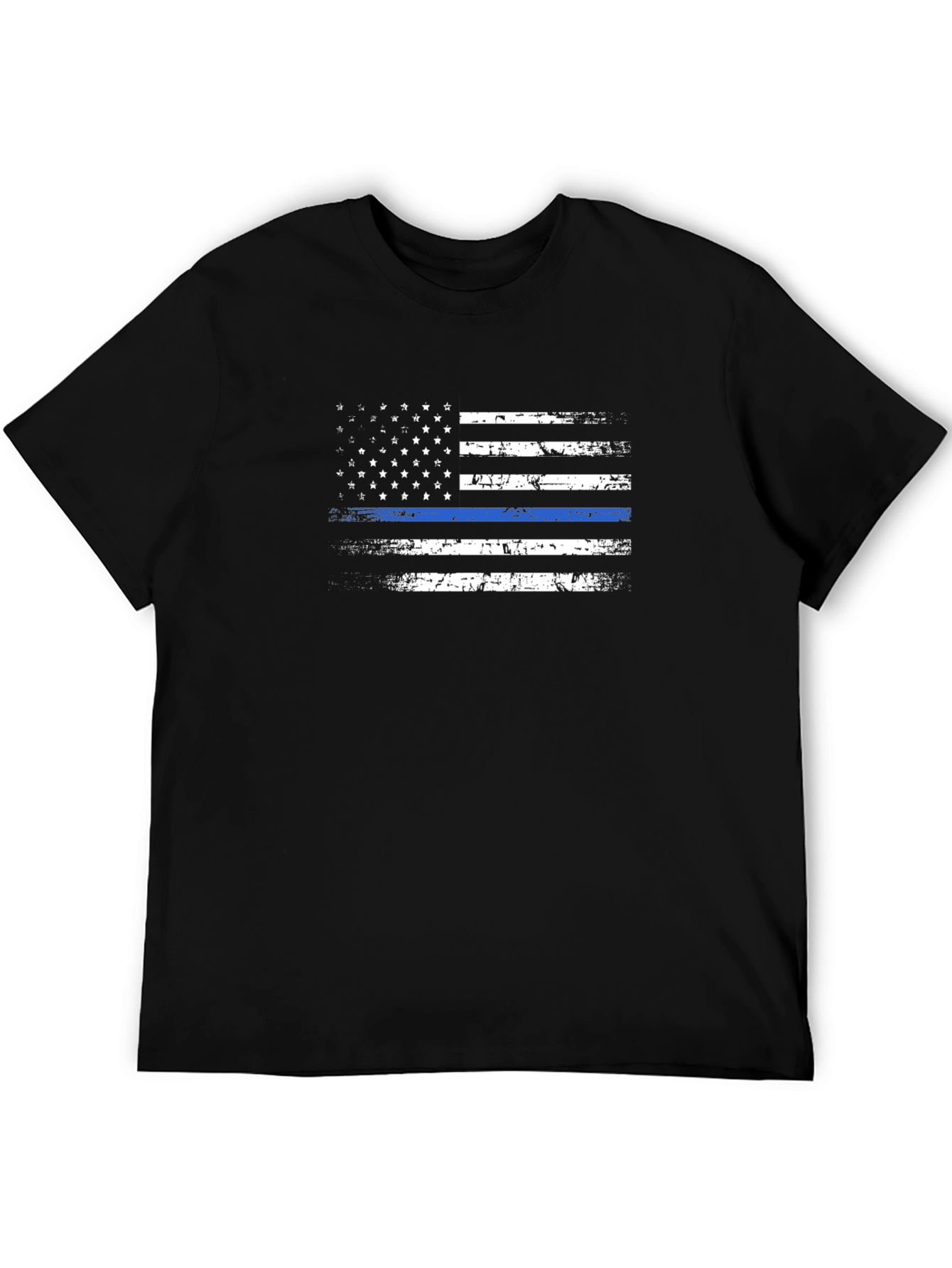 Distressed Thin Blue Line American Flag Graphic Tee