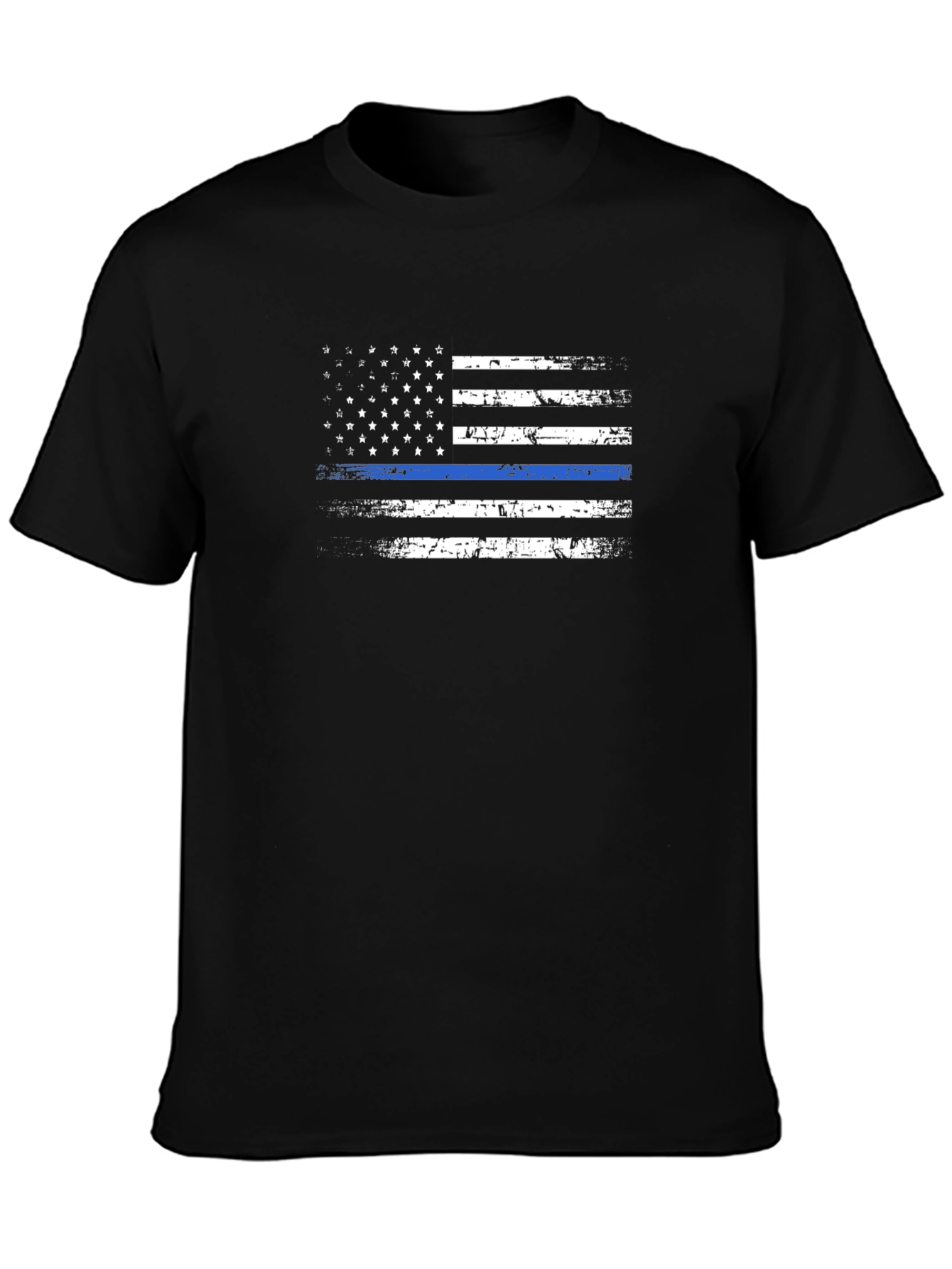 Distressed Thin Blue Line American Flag Graphic Tee