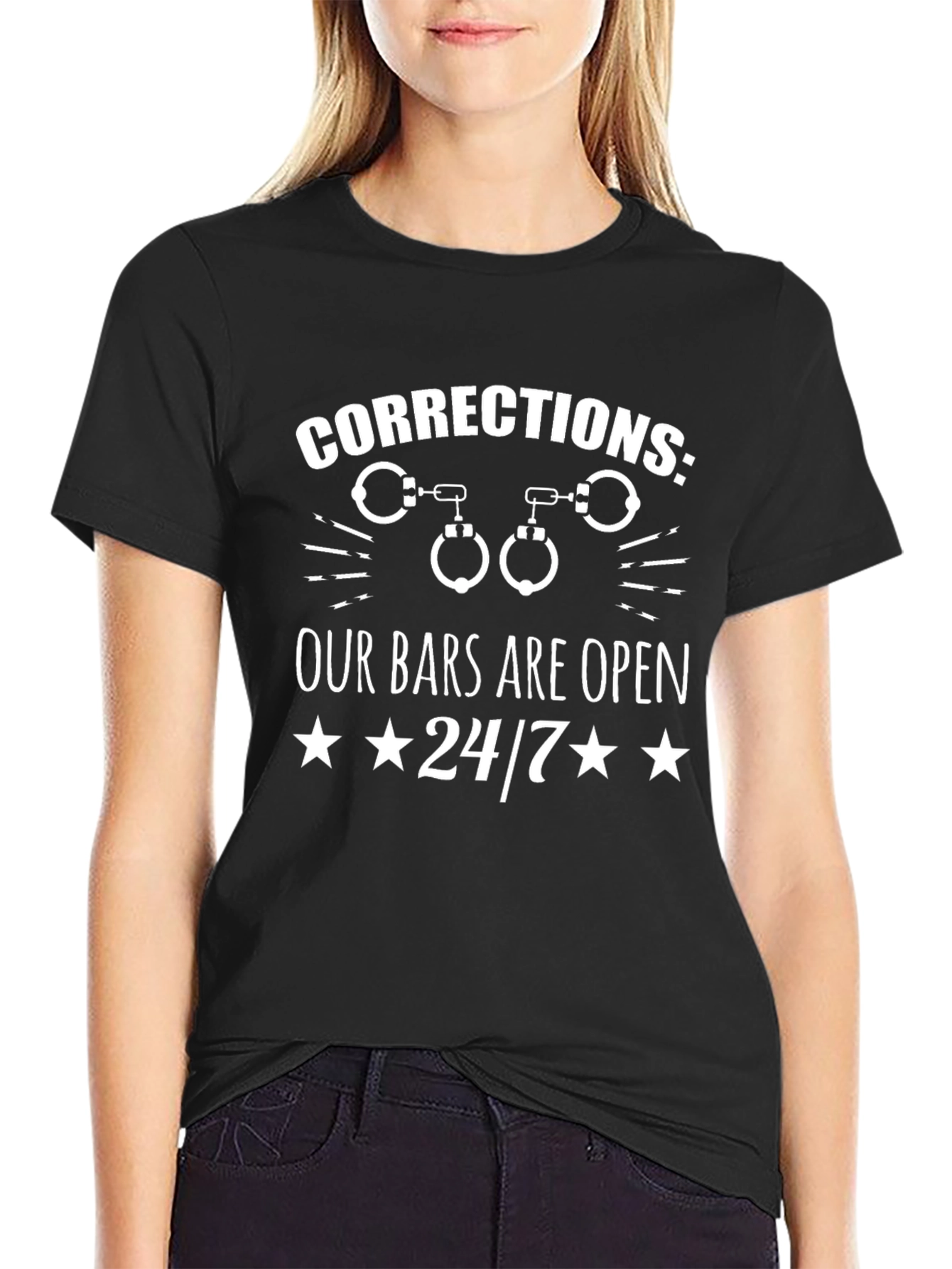 Corrections Officer Black Graphic T-Shirt 24/7