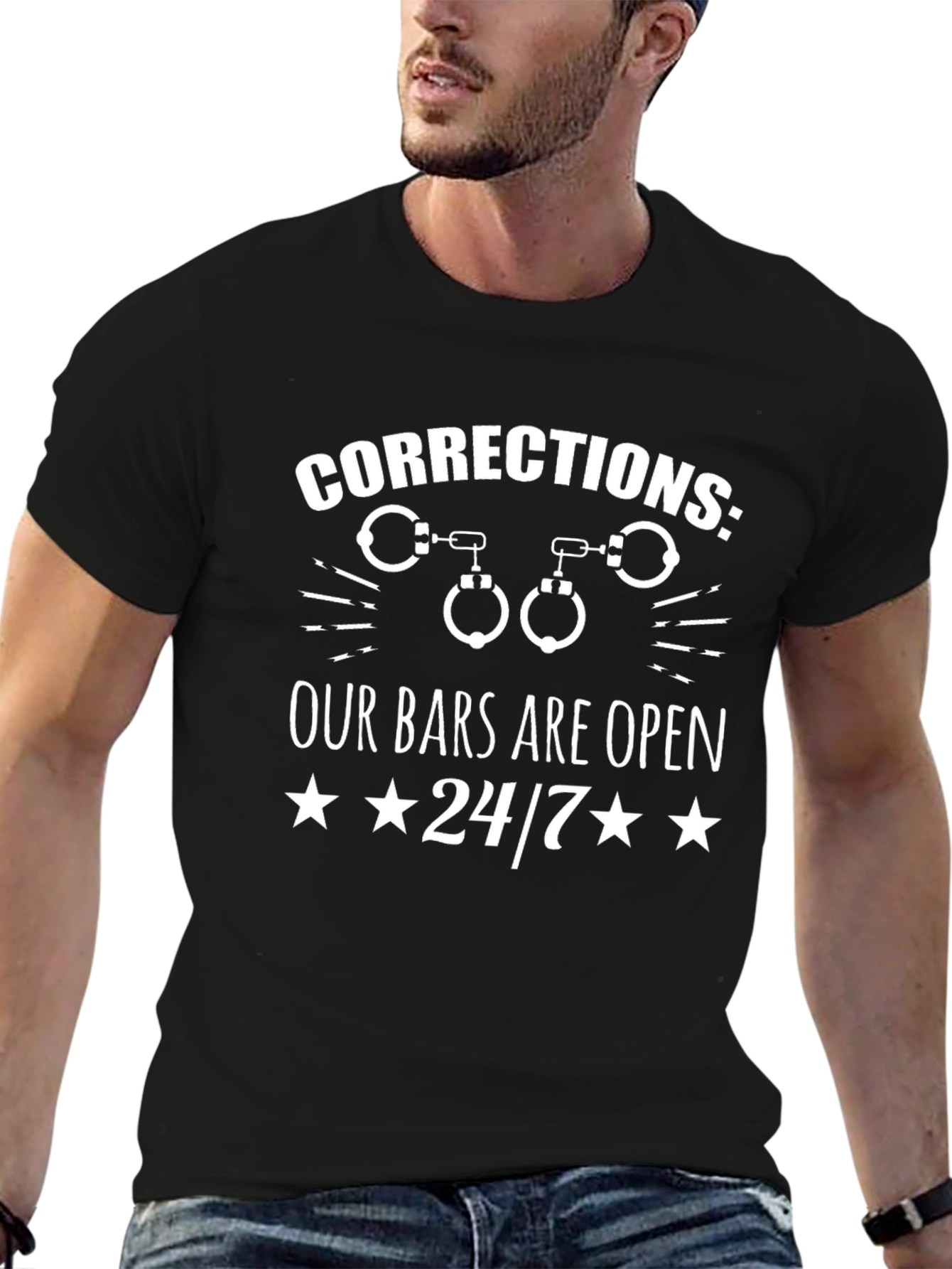 Corrections Officer Black Graphic T-Shirt 24/7