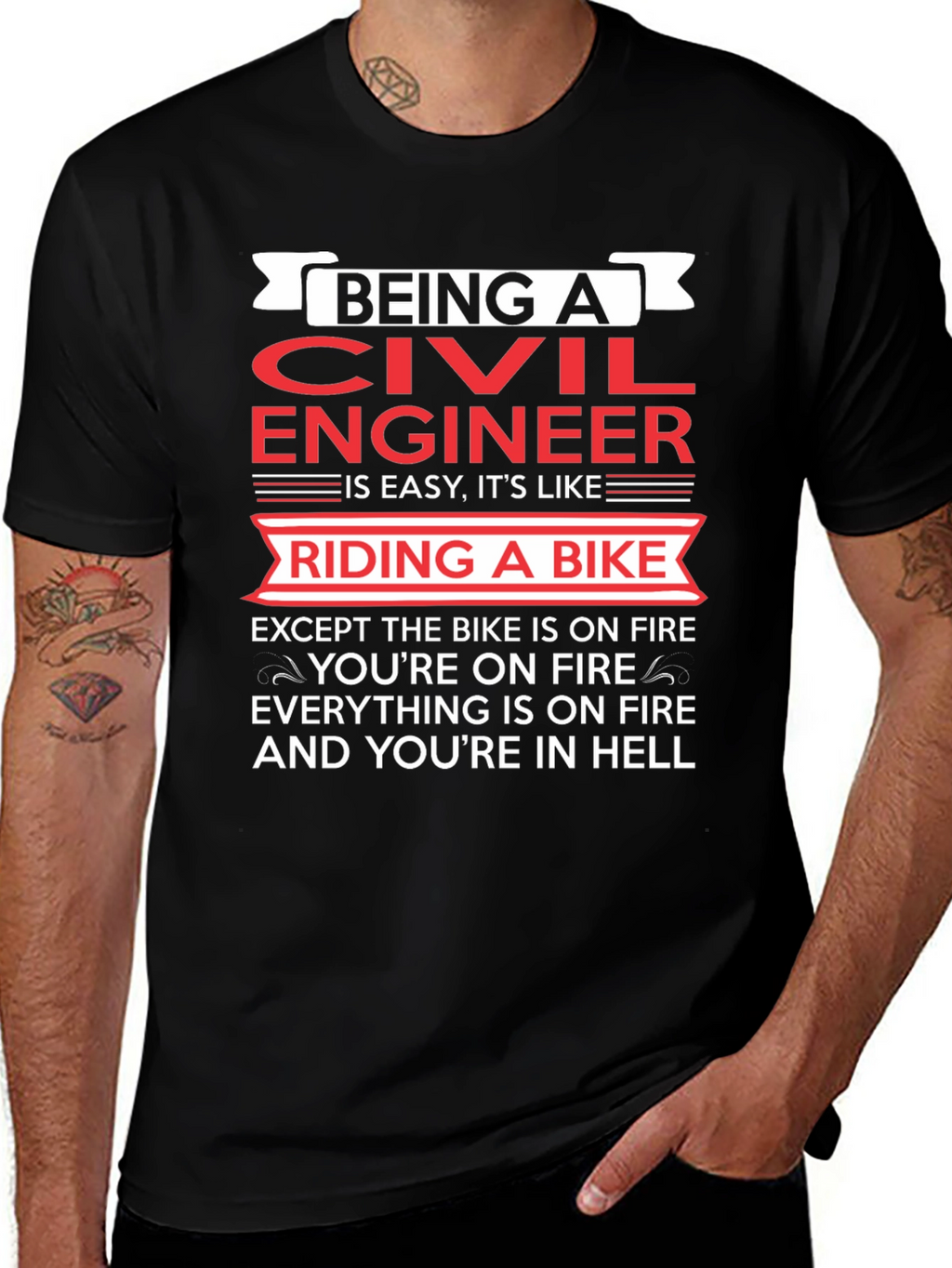 Civil Engineer On Fire T-Shirt