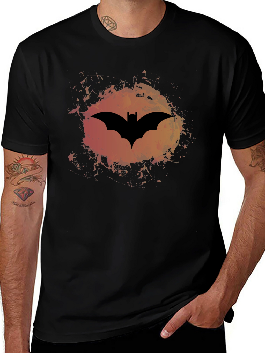 Batman Logo Graphic Print Mens Black T-Shirt