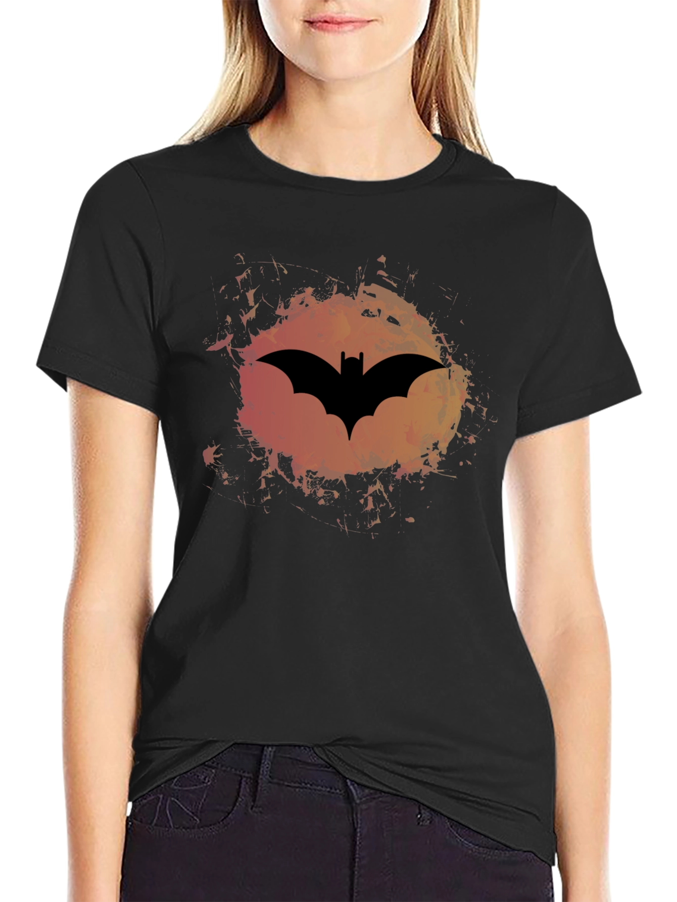 Batman Logo Graphic Print Mens Black T-Shirt