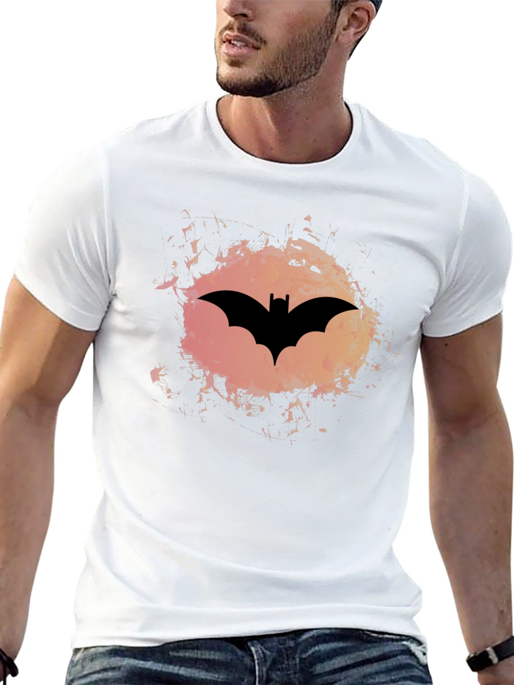 Batman Logo Graphic Print Mens Black T-Shirt