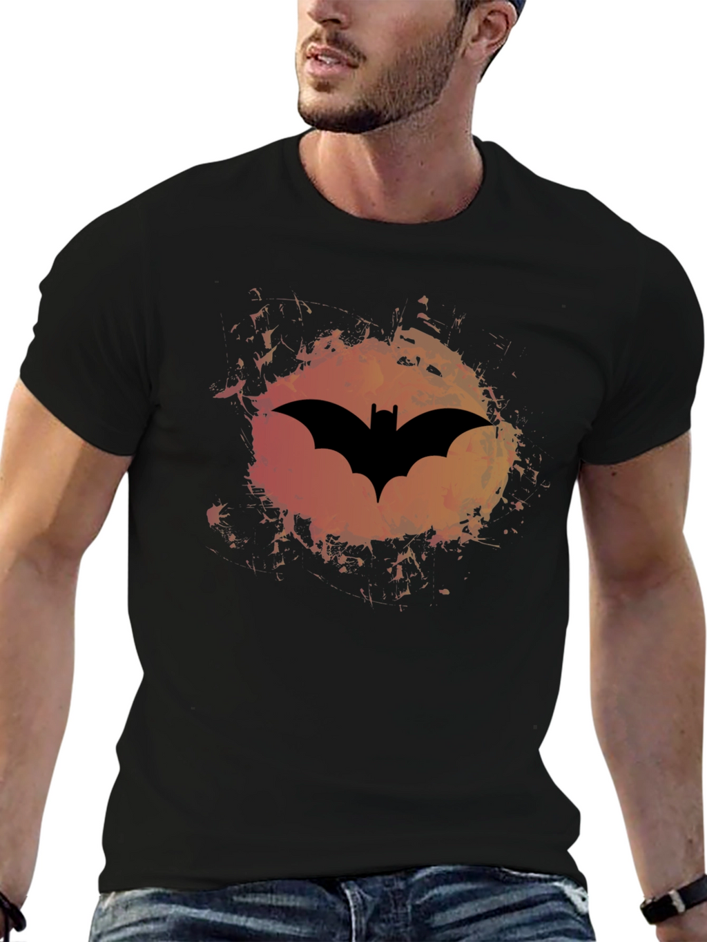 Batman Logo Graphic Print Mens Black T-Shirt