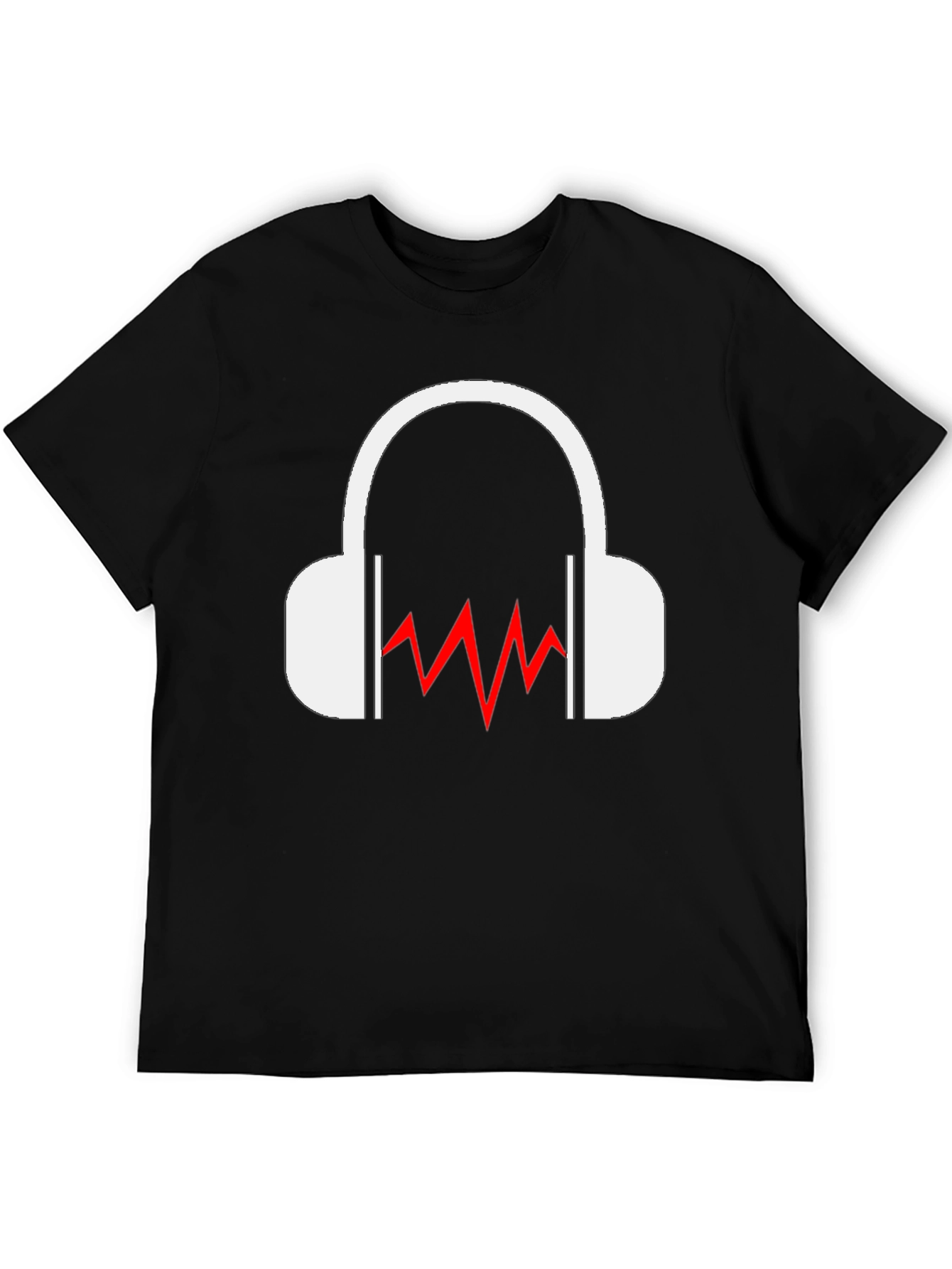 Cool Black T-Shirt - Headphones & Sound Wave Graphic