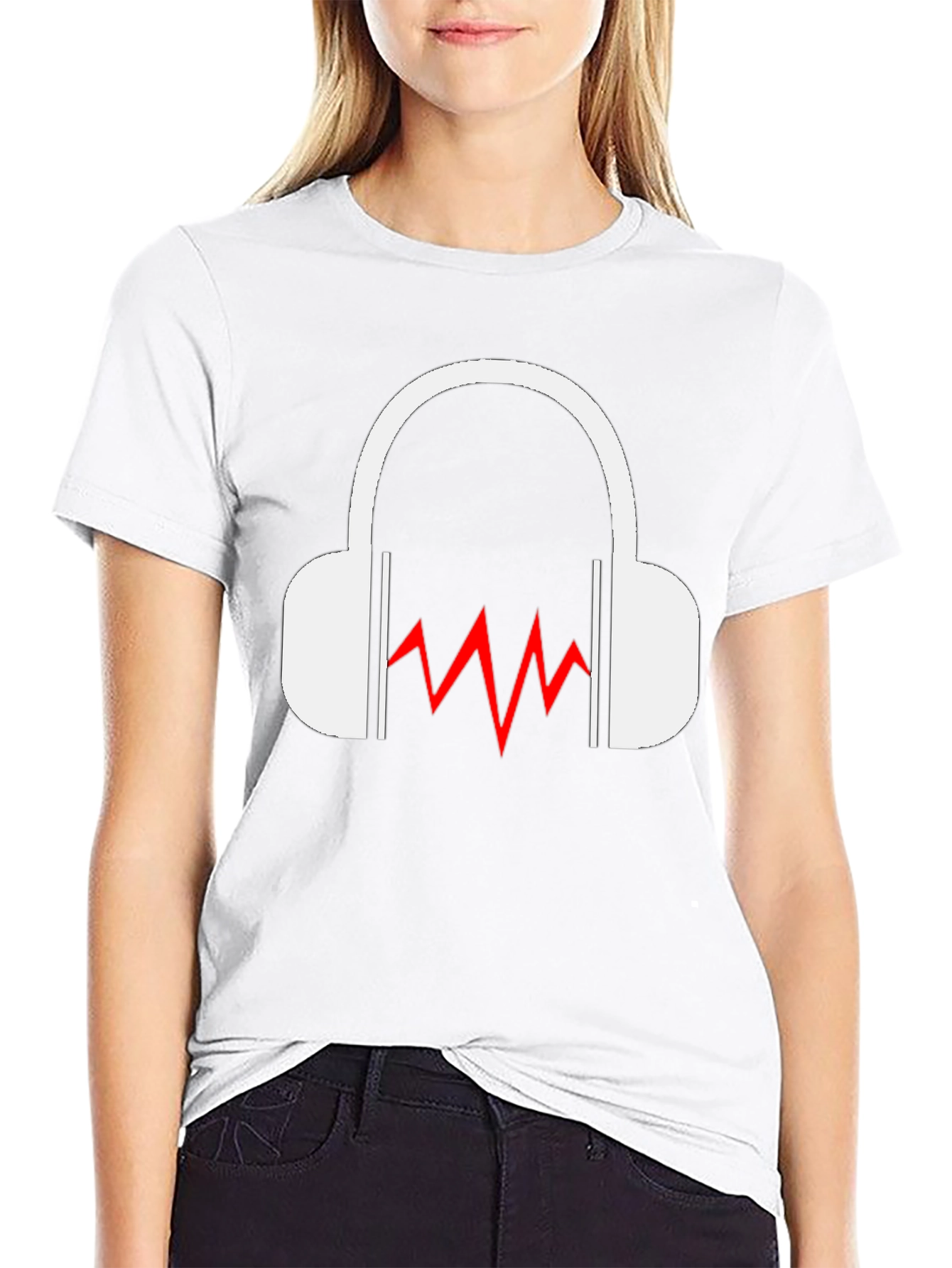 Cool Black T-Shirt - Headphones & Sound Wave Graphic
