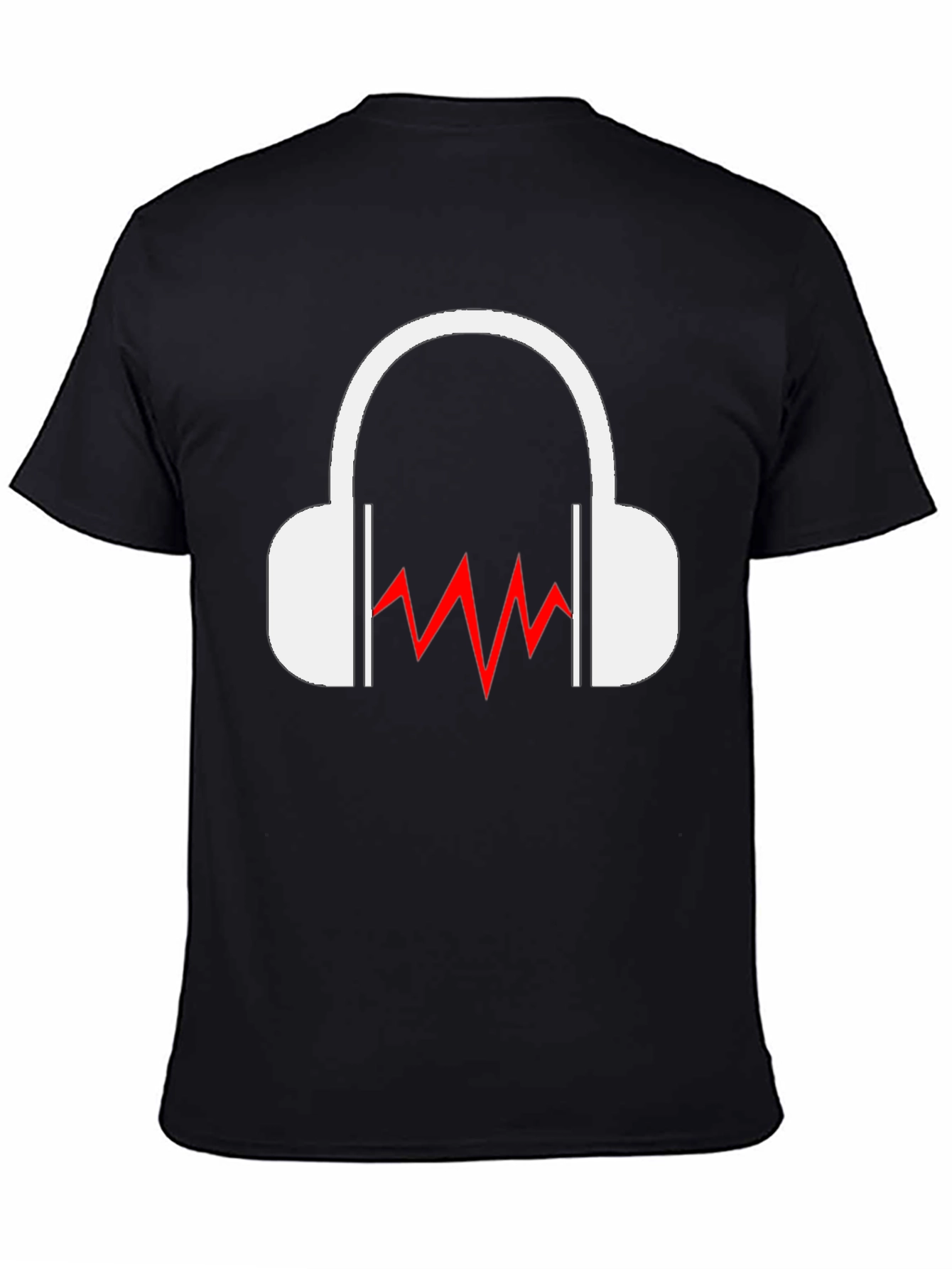 Cool Black T-Shirt - Headphones & Sound Wave Graphic