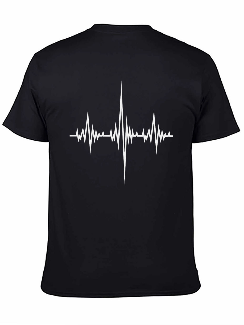Black T-Shirt with White Heartbeat Graphic