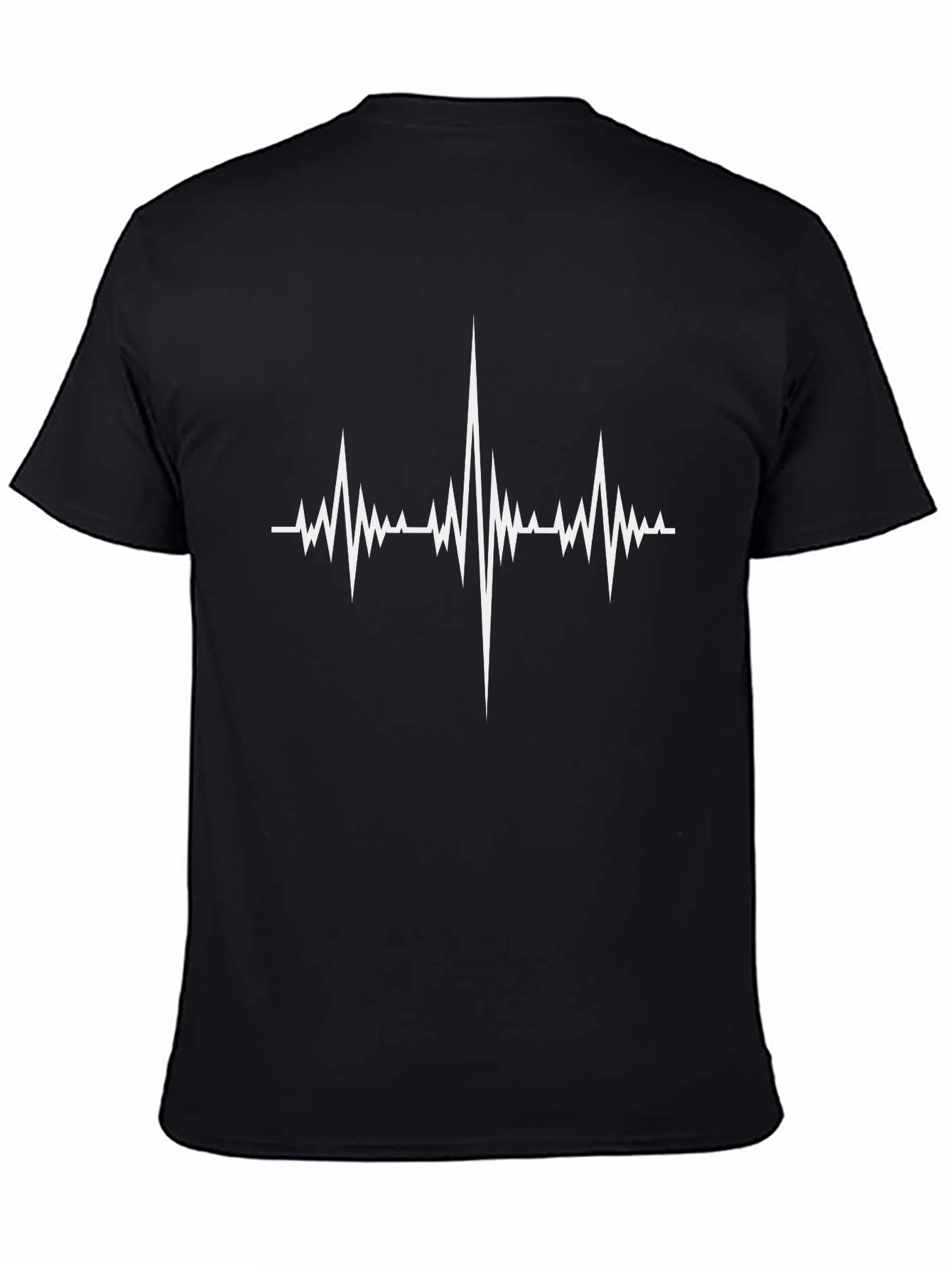 Black T-Shirt with White Heartbeat Graphic