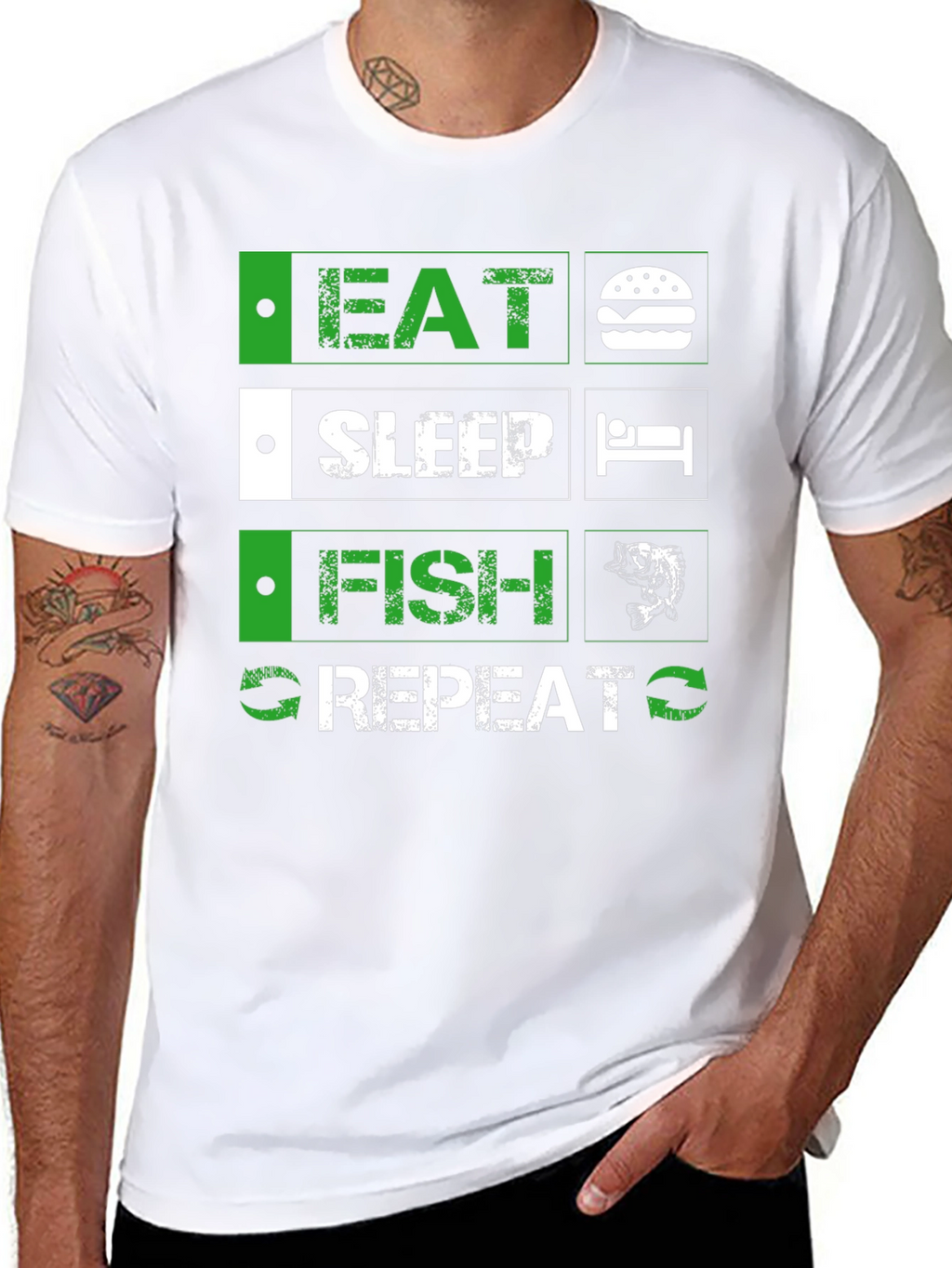 Eat Sleep Fish Repeat Graphic Tee