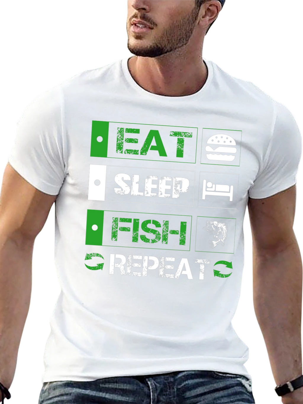 Eat Sleep Fish Repeat Graphic Tee
