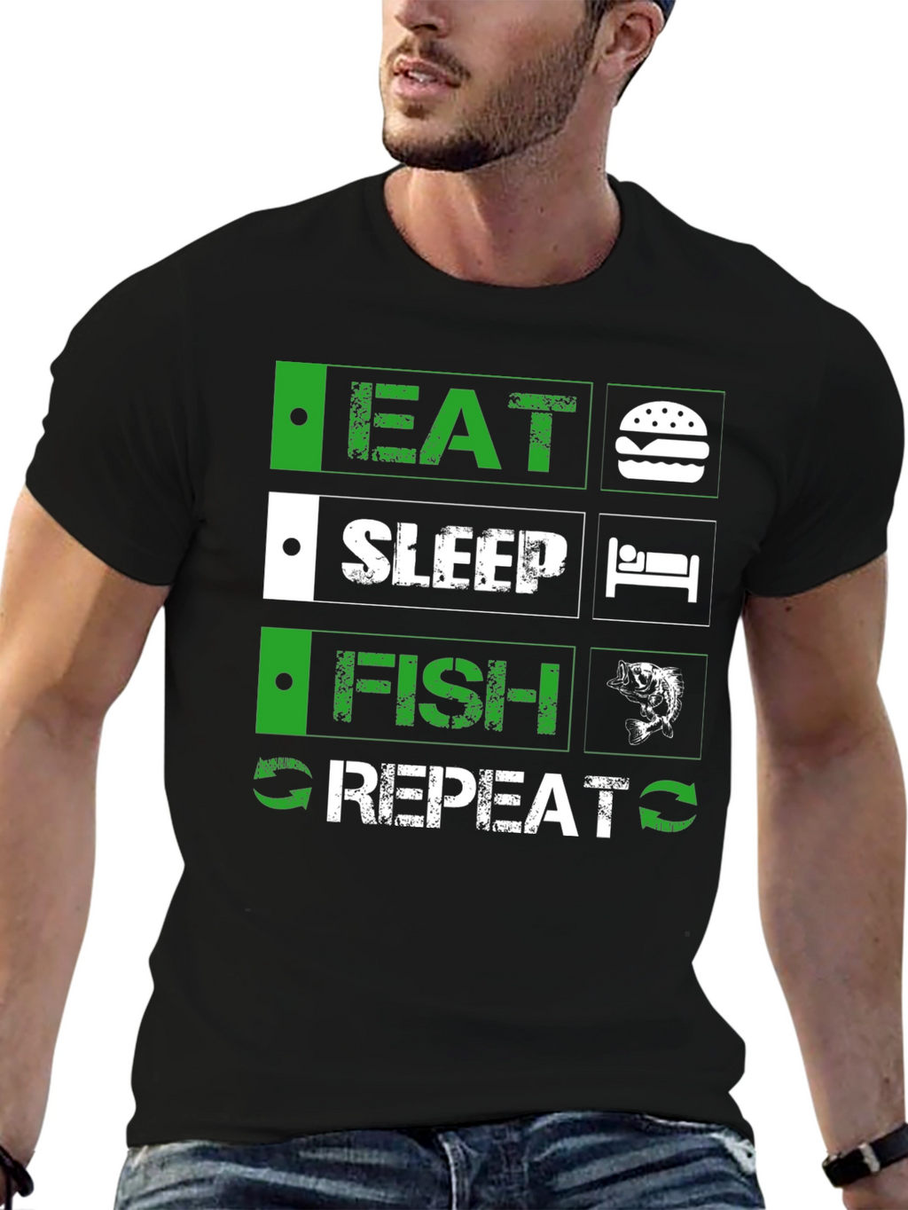 Eat Sleep Fish Repeat Graphic Tee