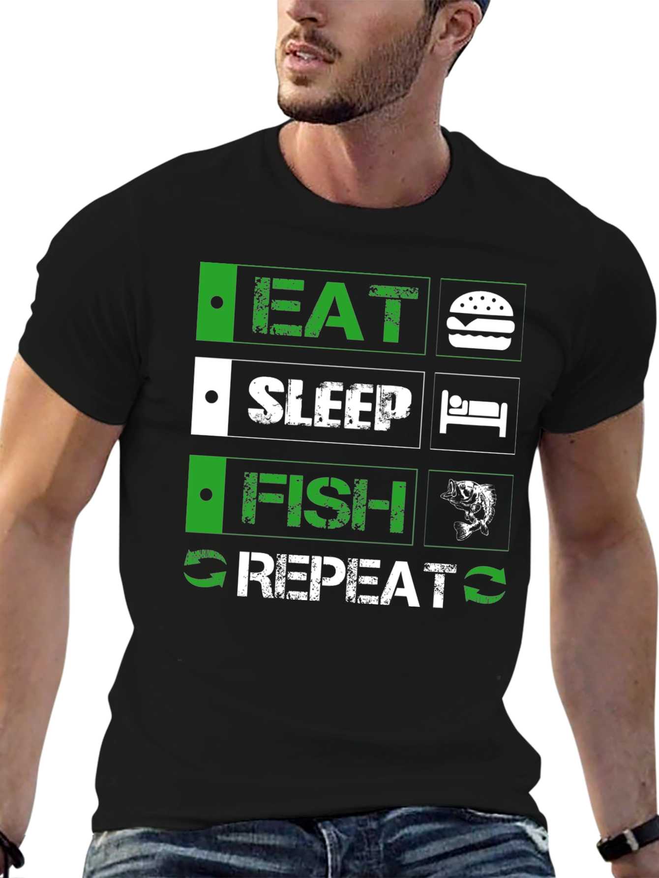 Eat Sleep Fish Repeat Graphic Tee