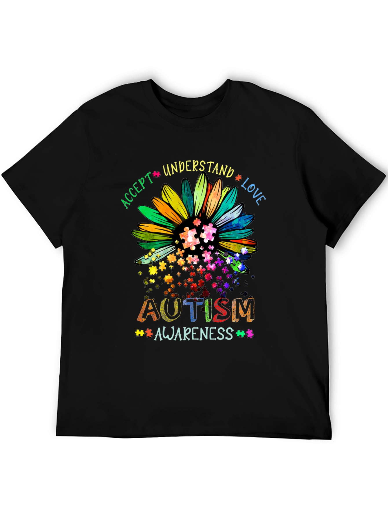Autism Awareness T-Shirt - Accept Understand Love Design