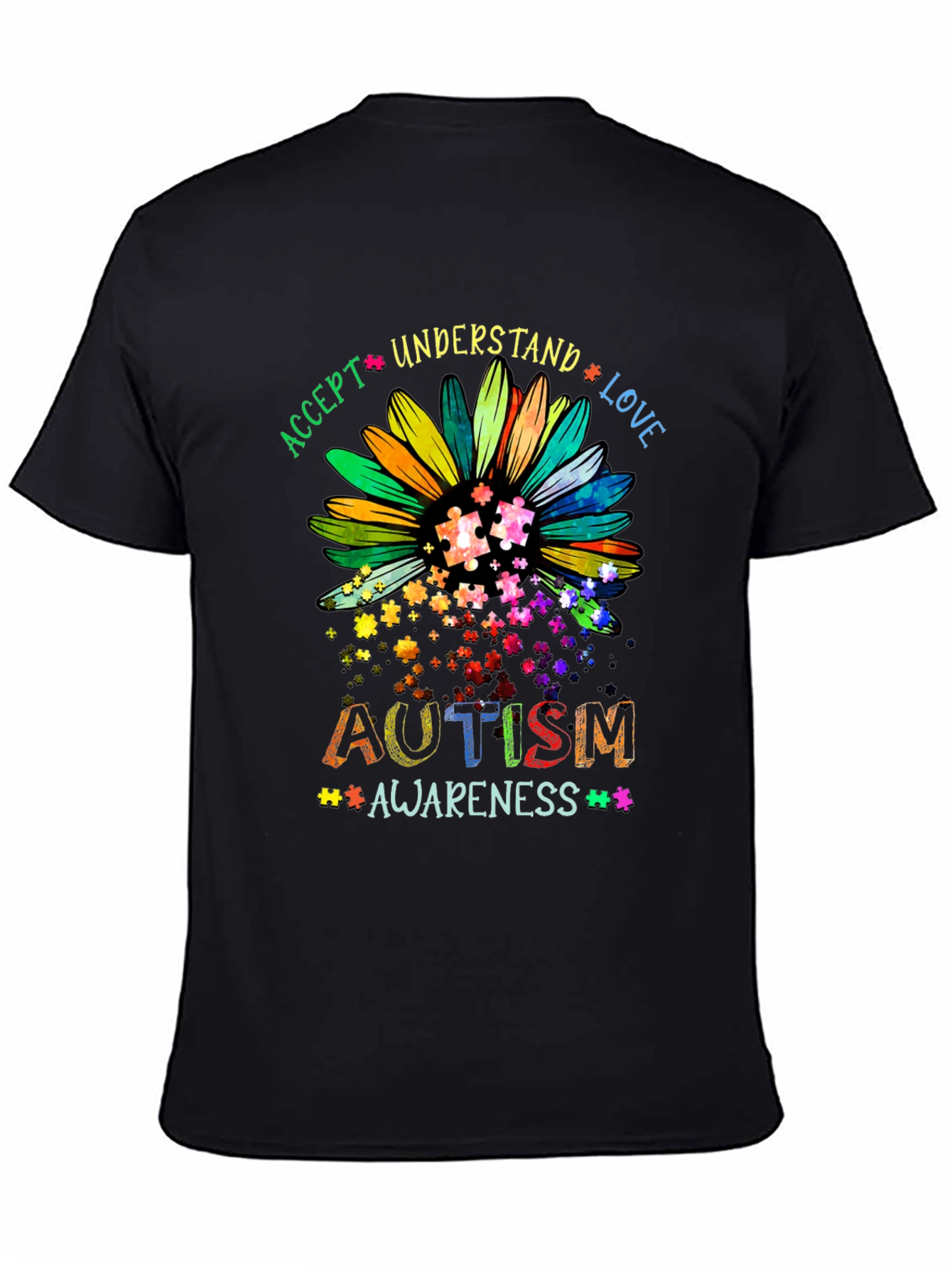 Autism Awareness T-Shirt - Accept Understand Love Design