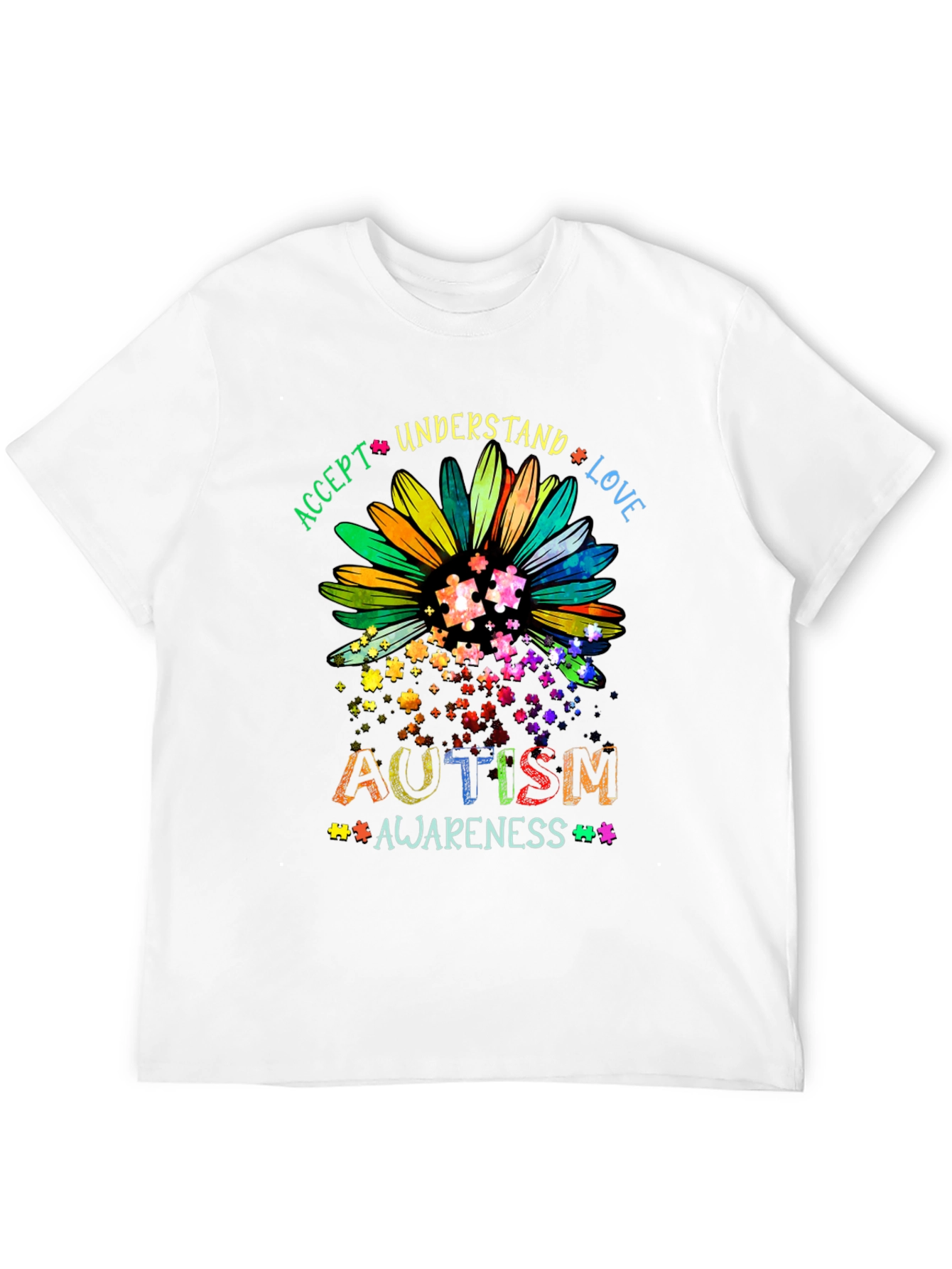 Autism Awareness T-Shirt - Accept Understand Love Design