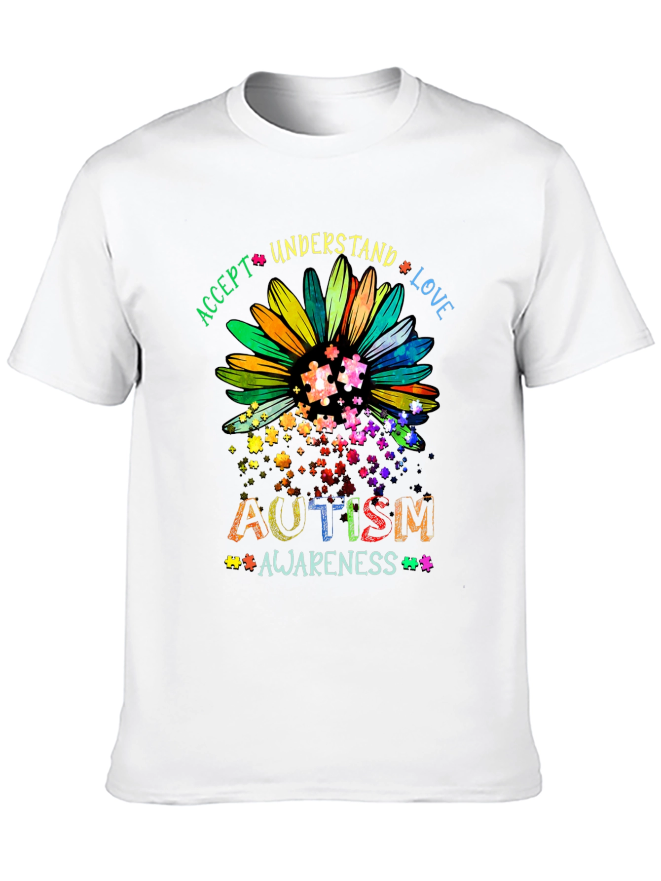 Autism Awareness T-Shirt - Accept Understand Love Design