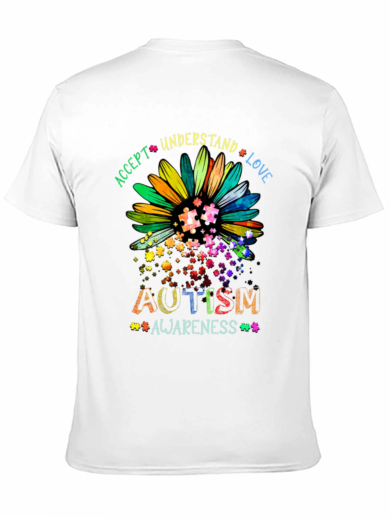 Autism Awareness T-Shirt - Accept Understand Love Design