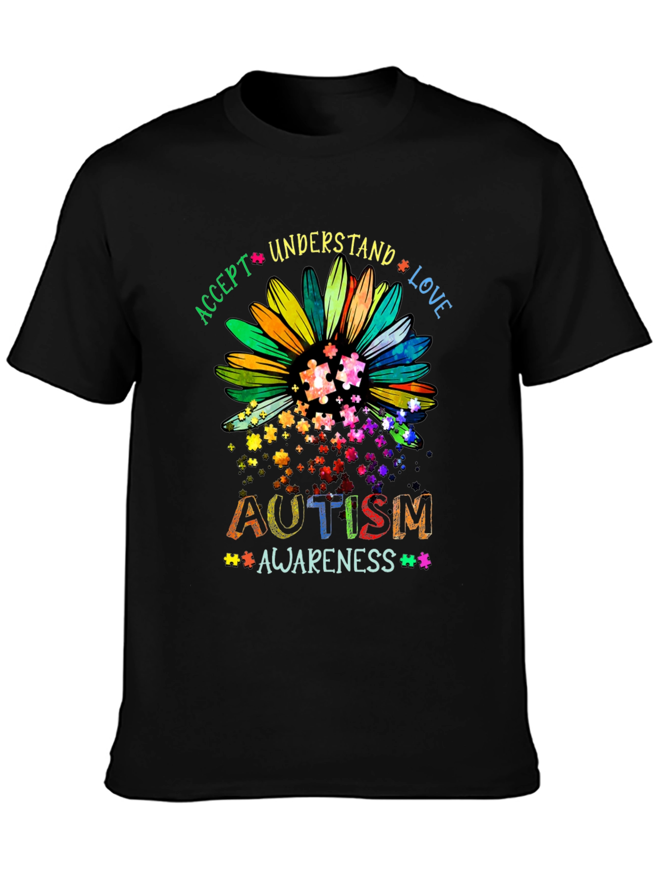 Autism Awareness T-Shirt - Accept Understand Love Design
