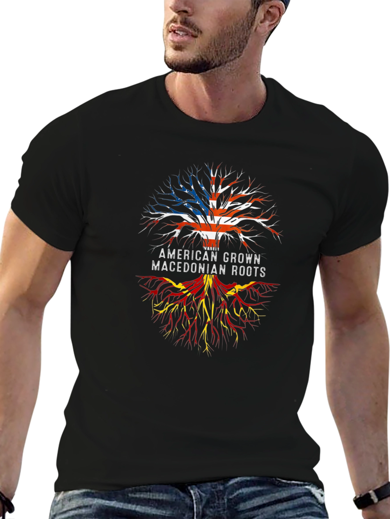 American Macedonian Roots Graphic T-Shirt