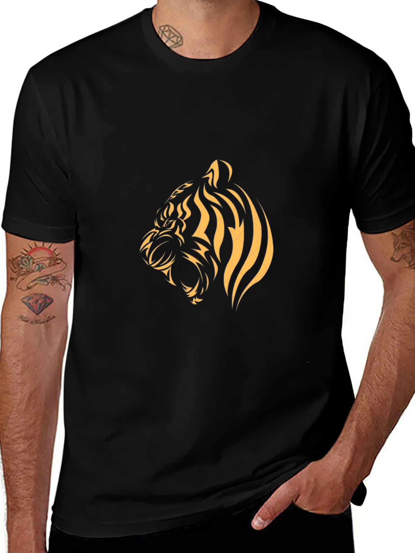 Black Tiger Graphic Tee - Bold Animal Print T-Shirt