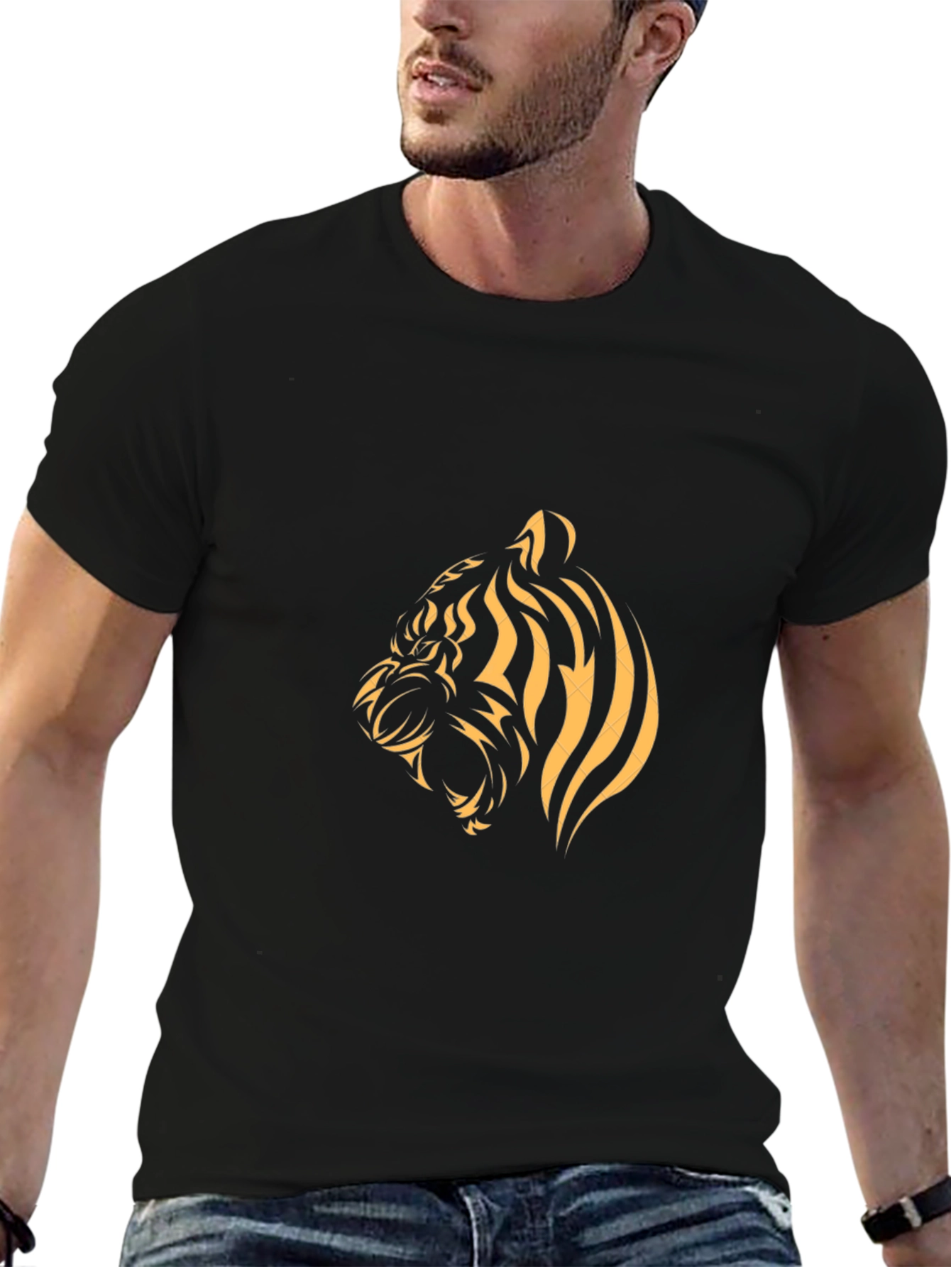 Black Tiger Graphic Tee - Bold Animal Print T-Shirt