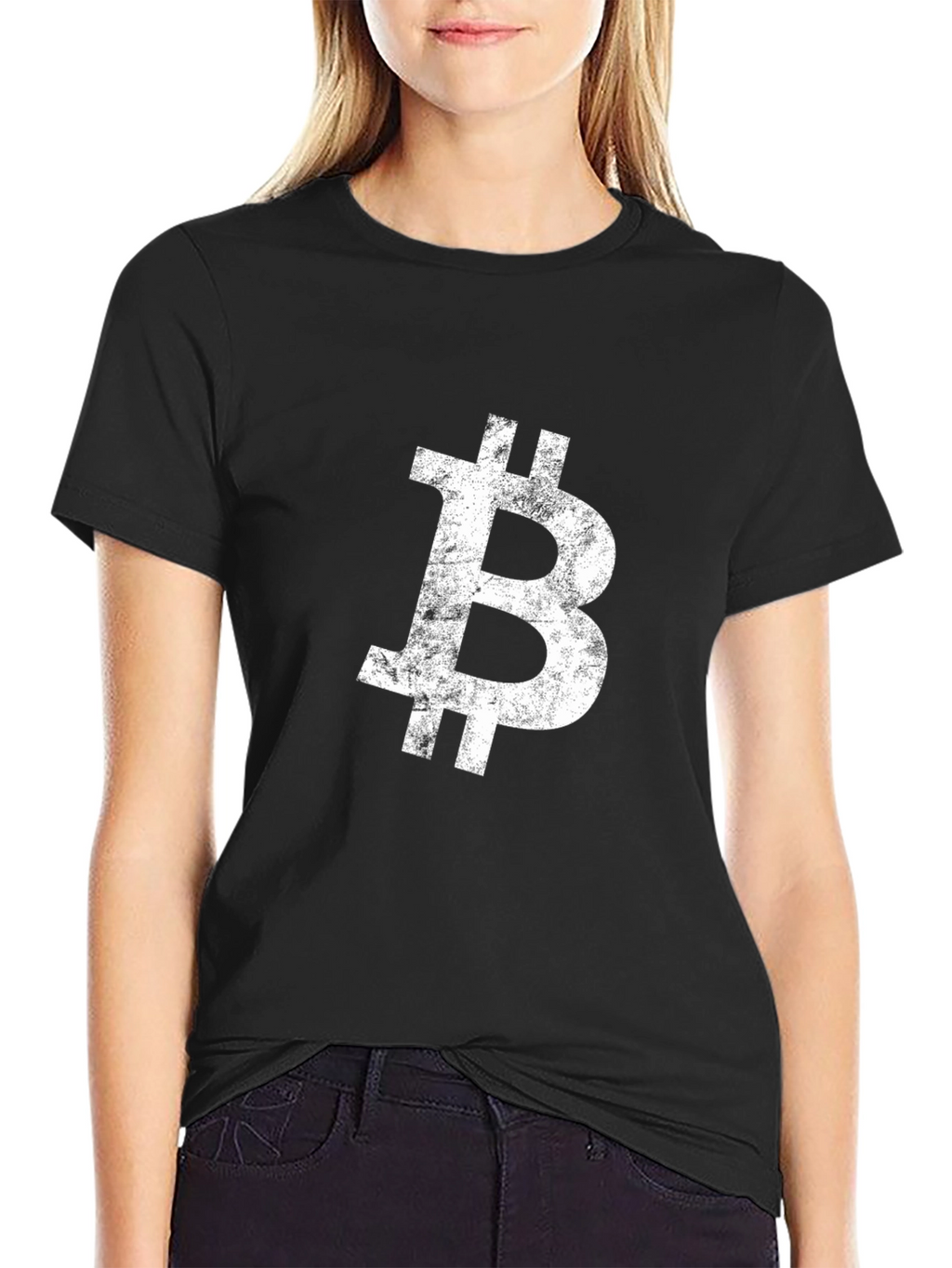 Bitcoin Distressed Logo Black T-Shirt