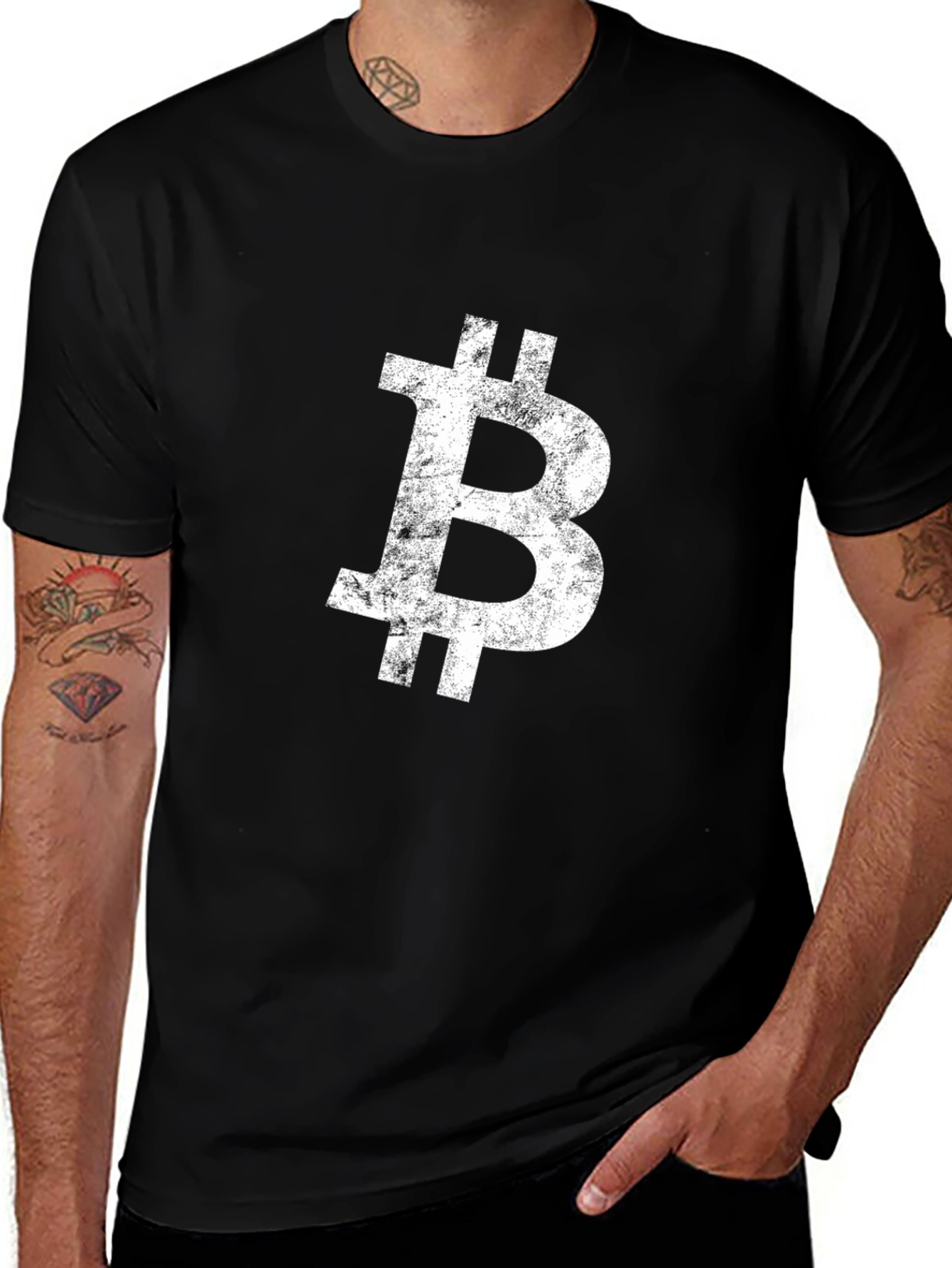 Bitcoin Distressed Logo Black T-Shirt