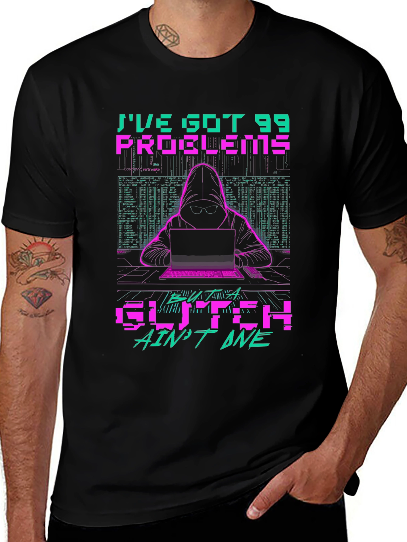 99 Problems Glitch Hacker Graphic T-Shirt